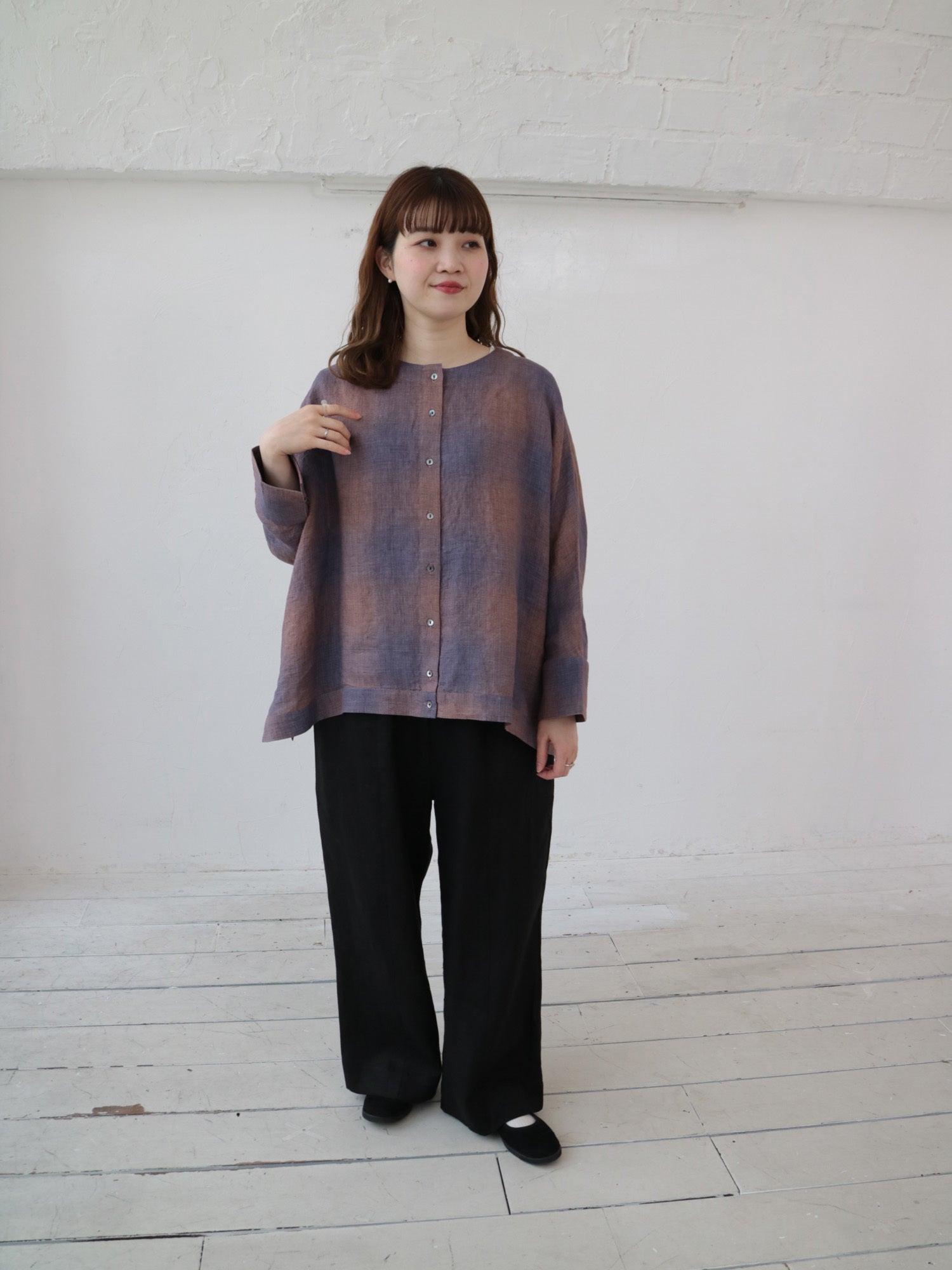 YARRA　リネン100ワイド２WAYブラウス　YR-1543-205