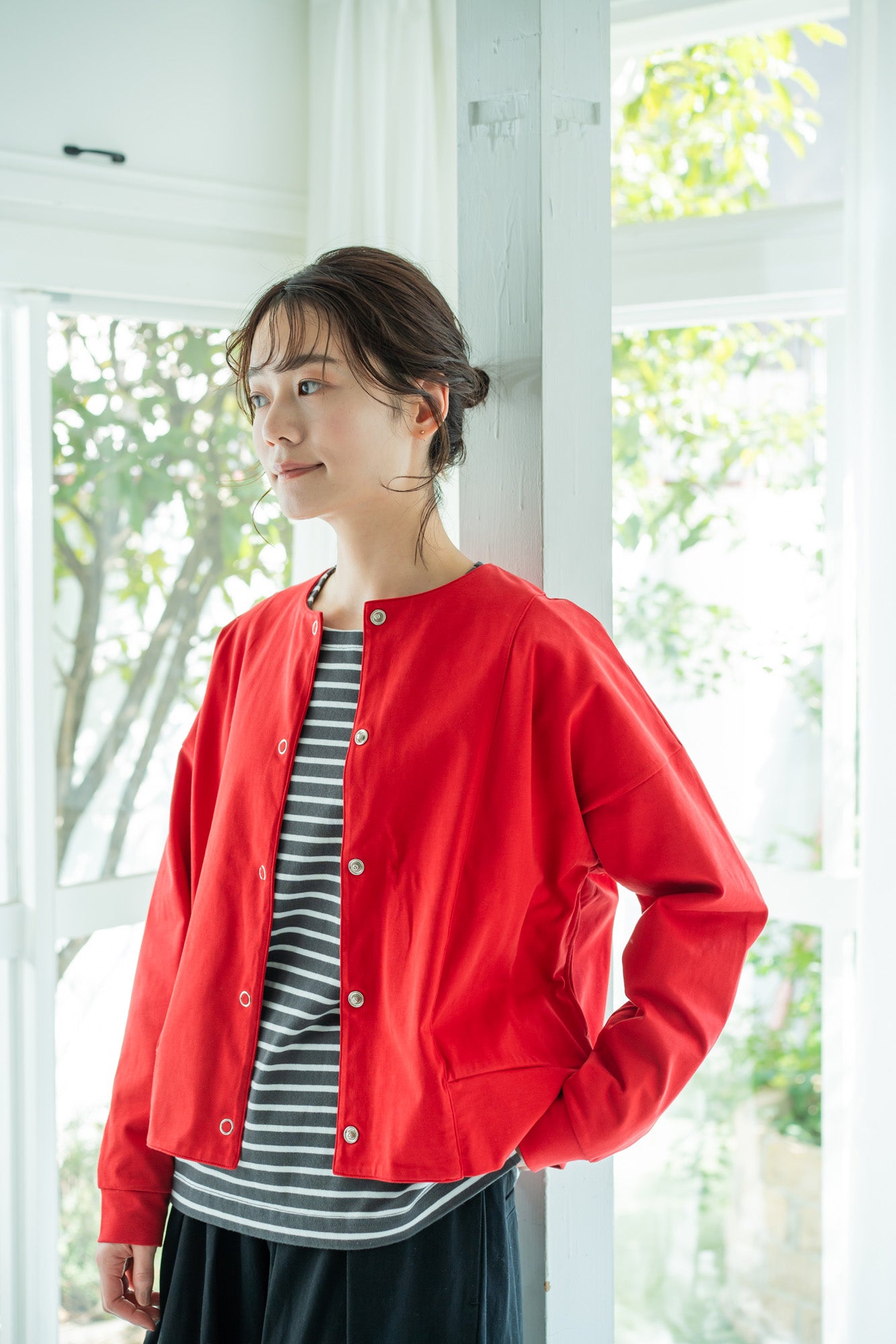 YARRA ドットボタンカットカーディガン YR-1441-213