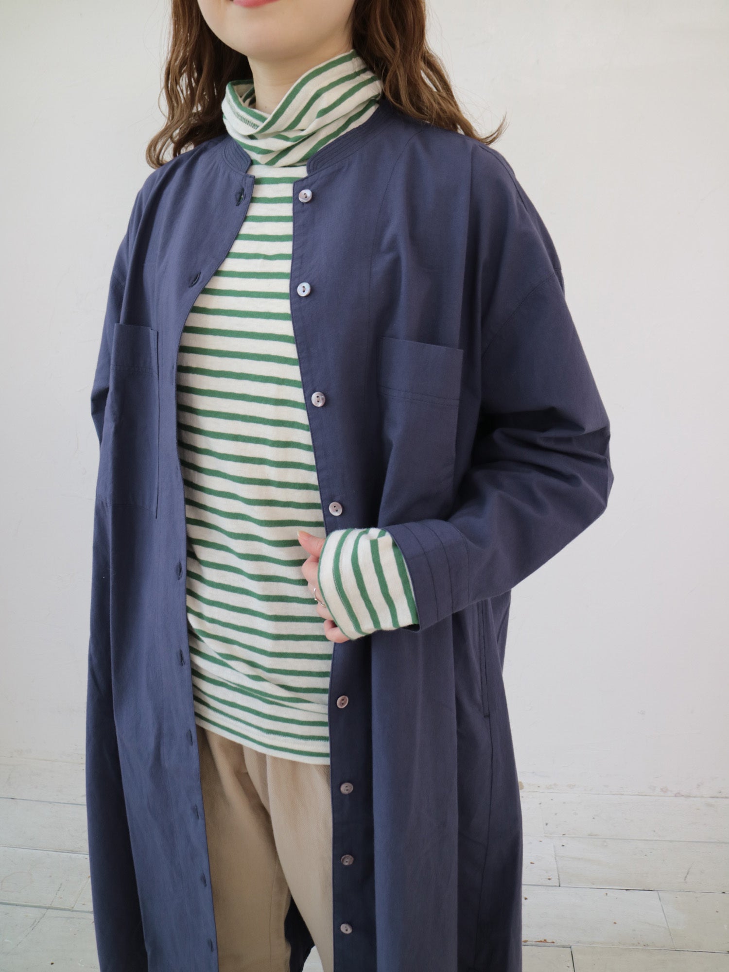 YARRA INDIAスタンドステッチ衿ワンピース YR-1544-233