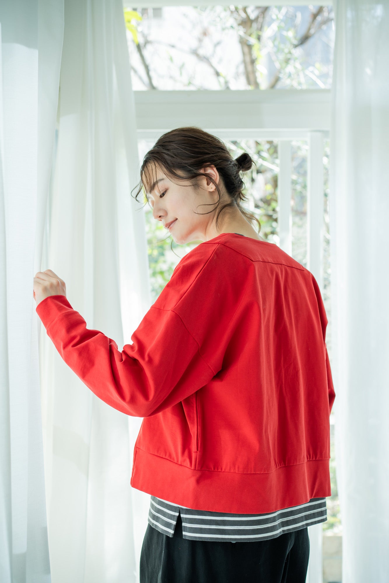 YARRA ドットボタンカットカーディガン YR-1441-213