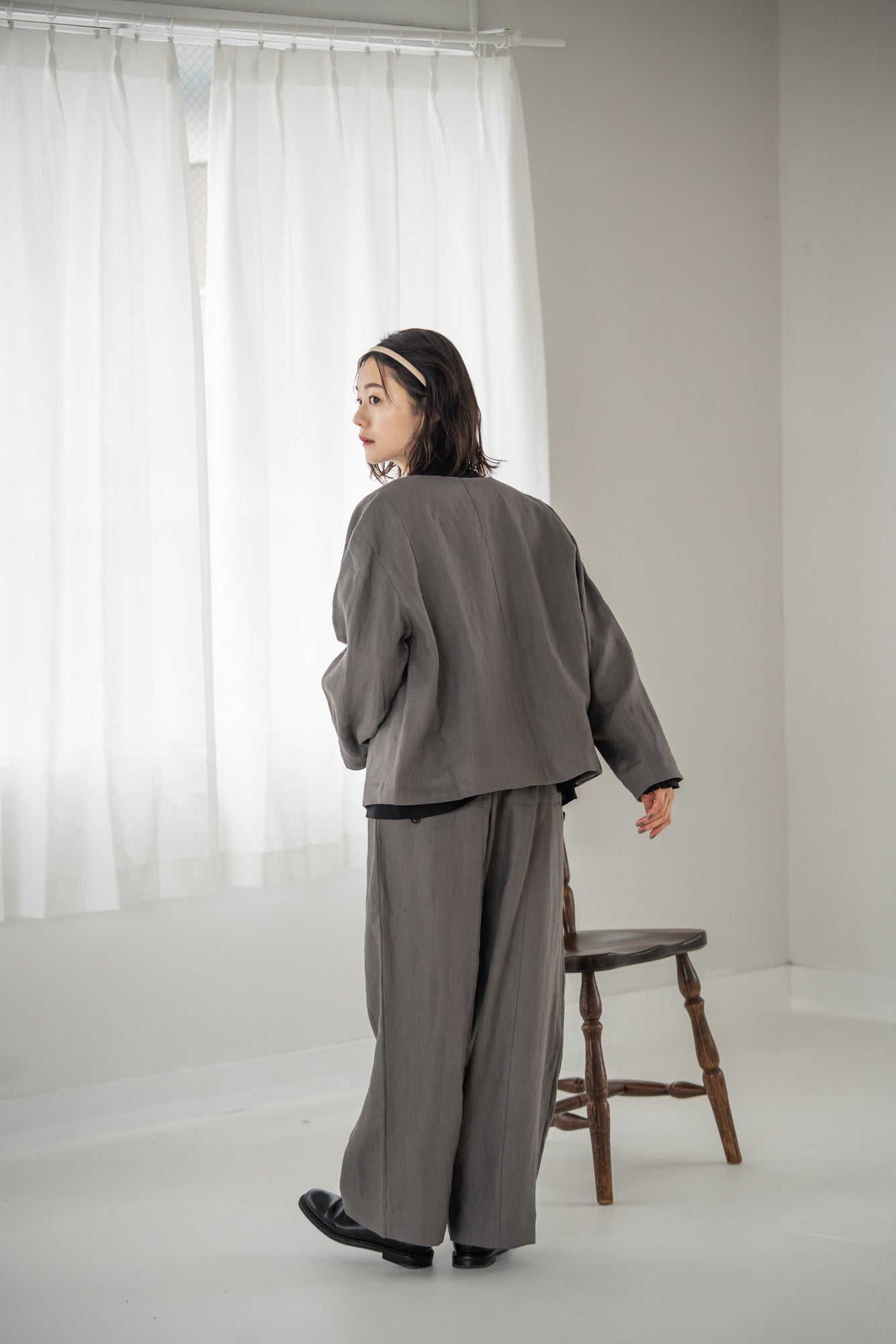 YARRA　リネン100ノーカラージャケット　YR-1547-215