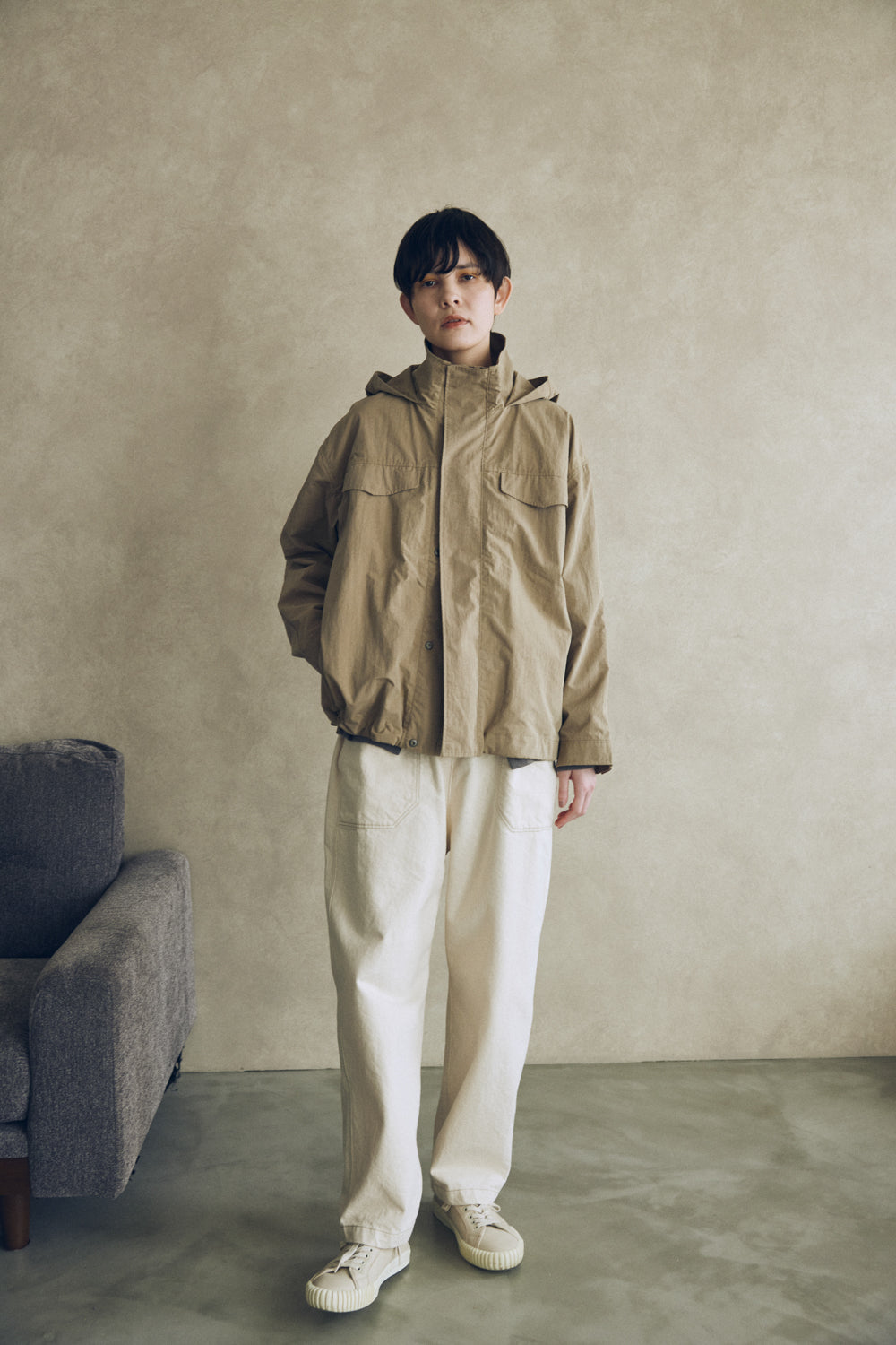 YARRA NEU　C/NYフード付ミドルブルゾン　NU-5547-413