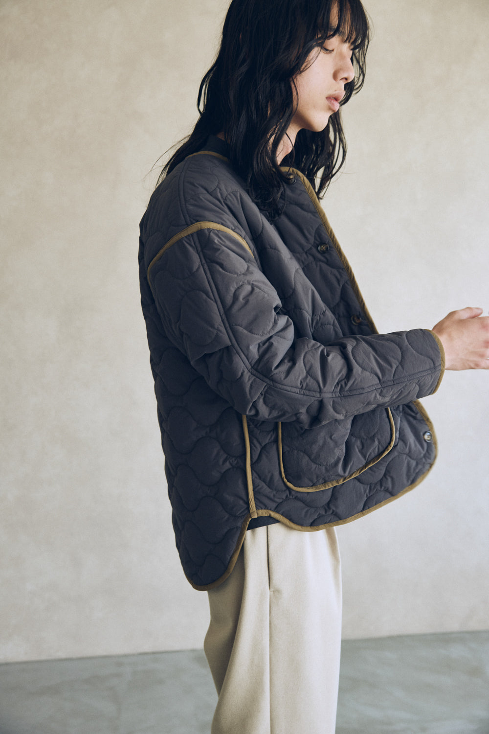 YARRA NEU　sorona中綿配色キルティングジャンパー　NU-5557-427