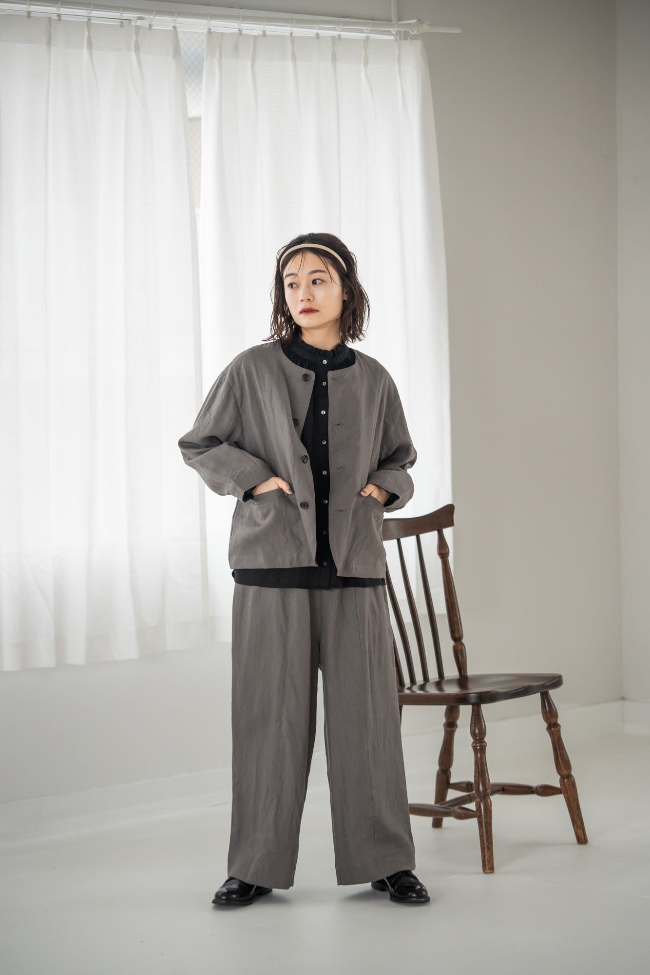 YARRA　リネン100デザインパンツ　YR-1545-216