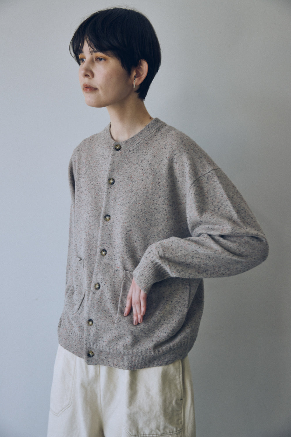 YARRA NEU カラーネップメリノニットカーディガン NU-5552-420