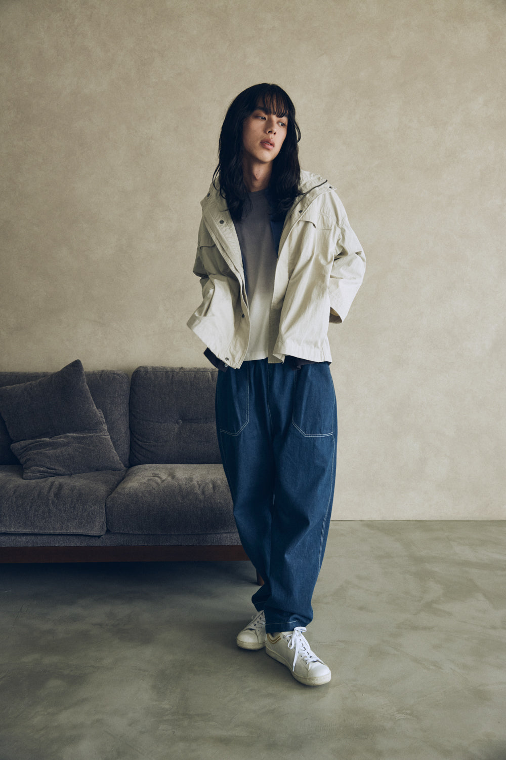 YARRA NEU　C/NYフード付ミドルブルゾン　NU-5547-413