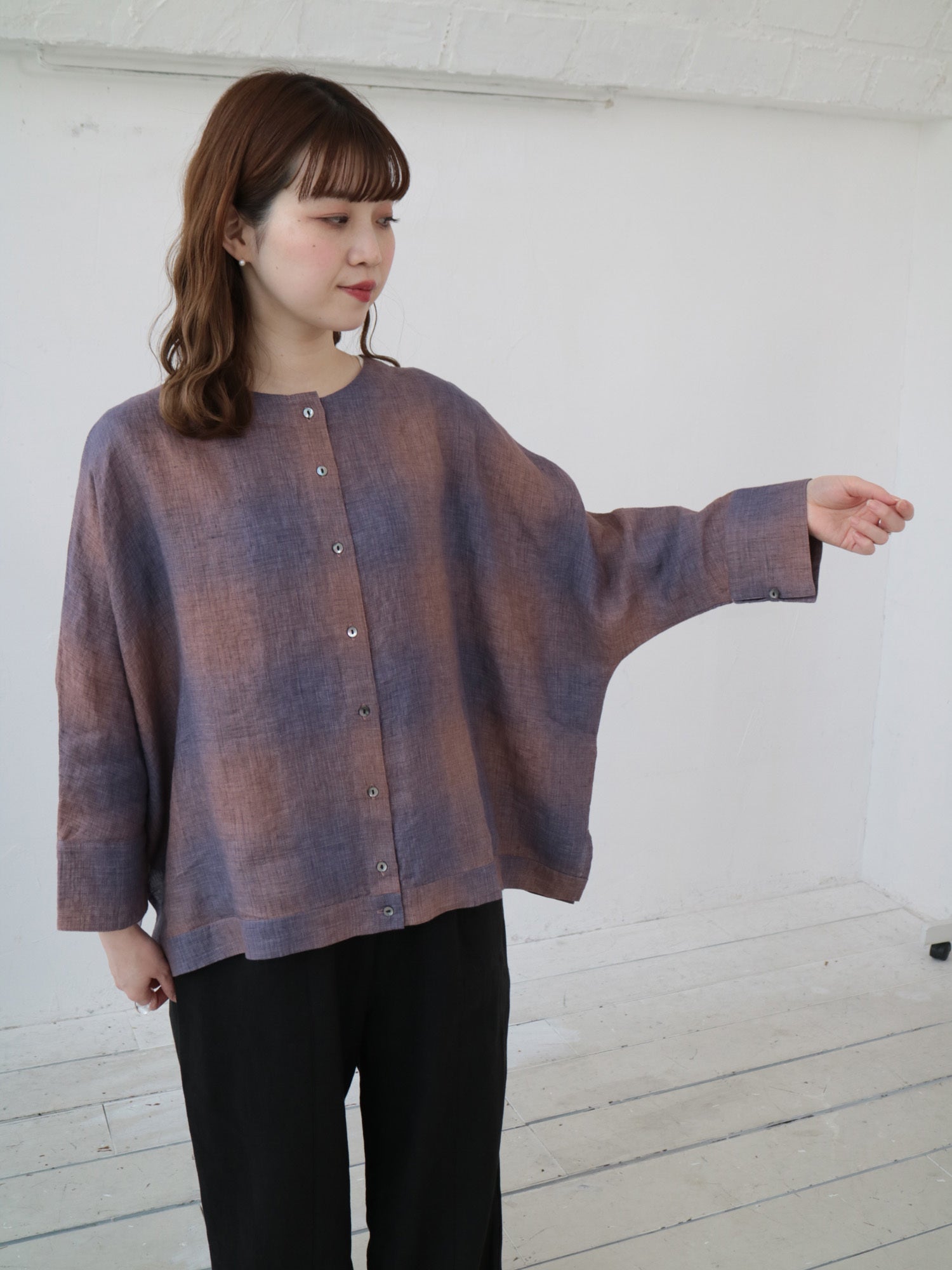 YARRA　リネン100ワイド２WAYブラウス　YR-1543-205