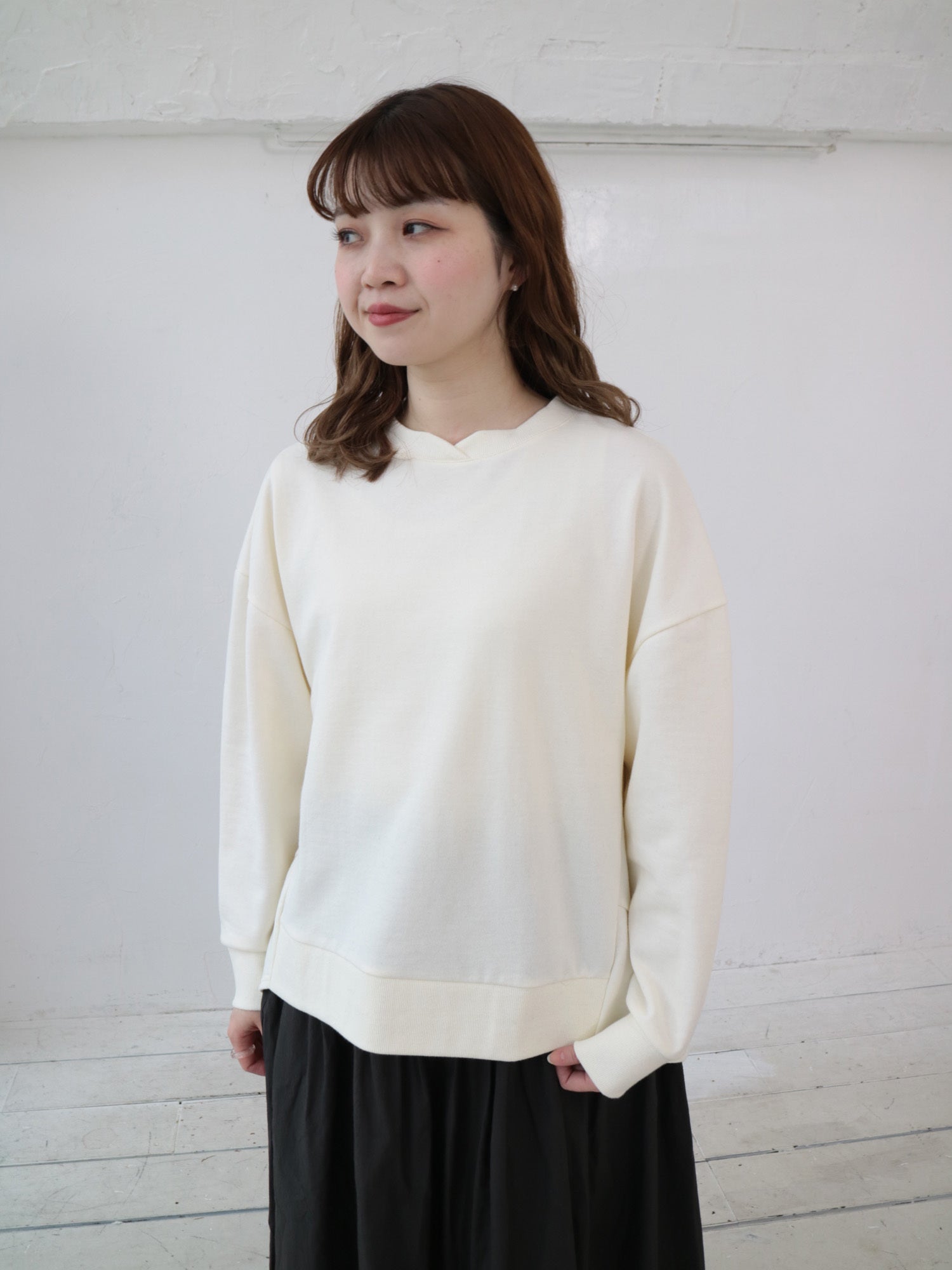 YARRA ミニ裏毛切替ラウンドプルオーバー YR-1541-224