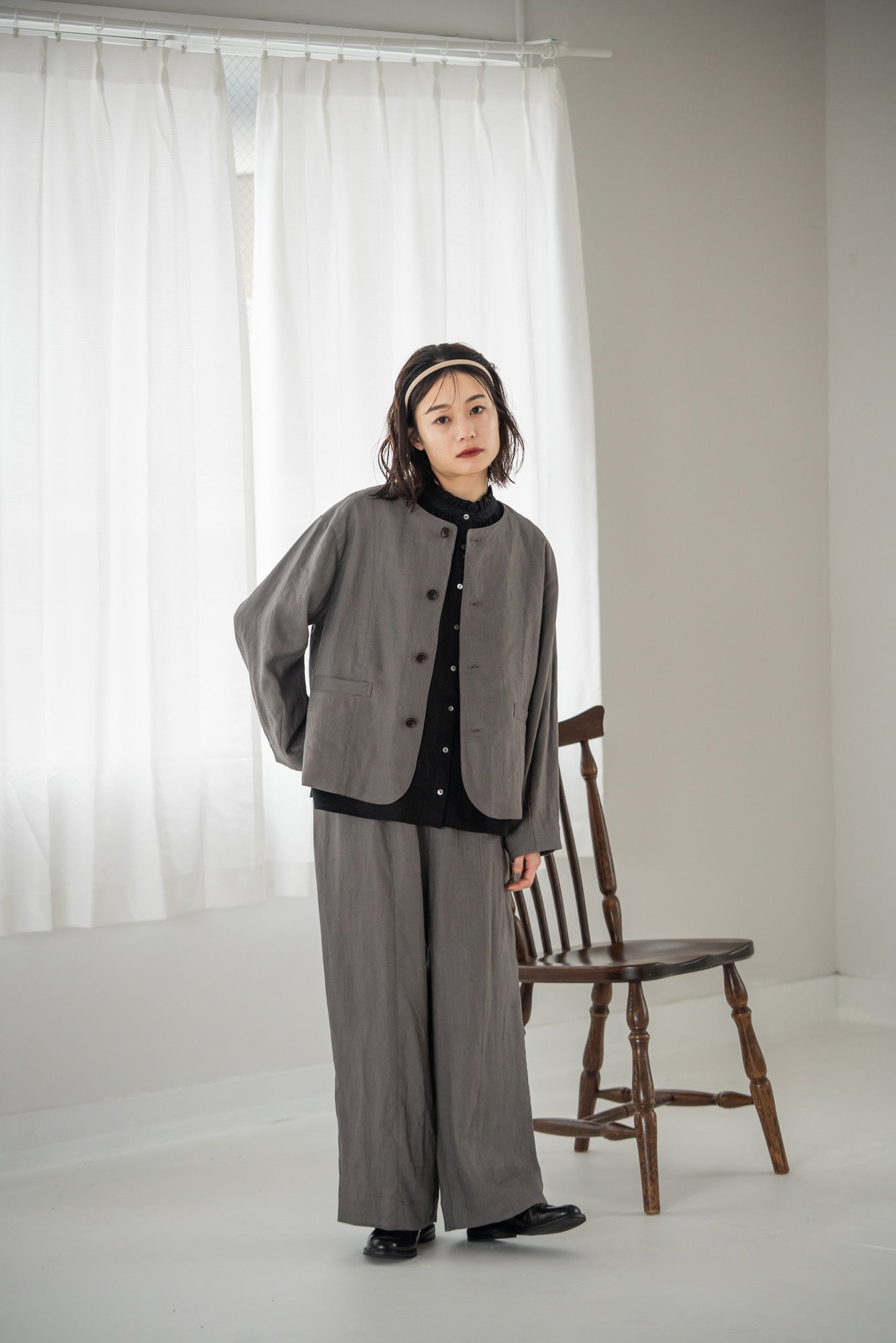 YARRA　リネン100ノーカラージャケット　YR-1547-215