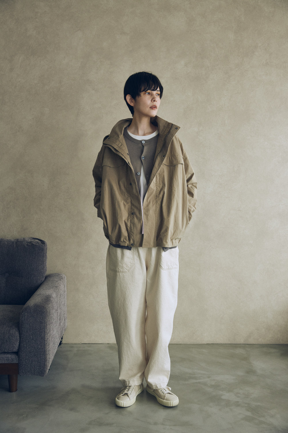 YARRA NEU　C/NYフード付ミドルブルゾン　NU-5547-413