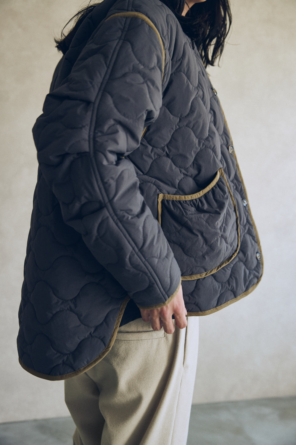 YARRA NEU　sorona中綿配色キルティングジャンパー　NU-5557-427