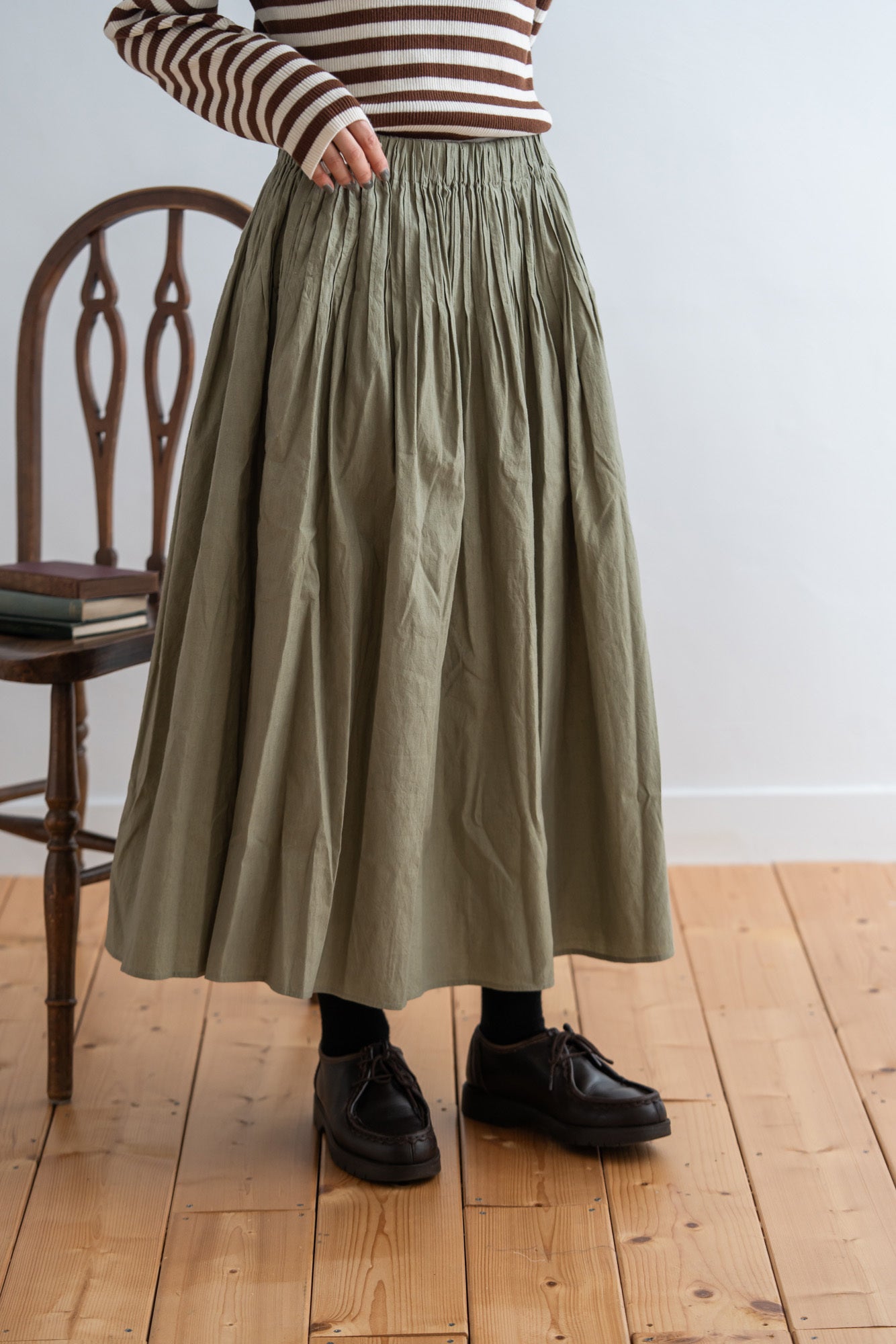 YARRA　INDIAウエストピンタックスカート　YR-1546-246