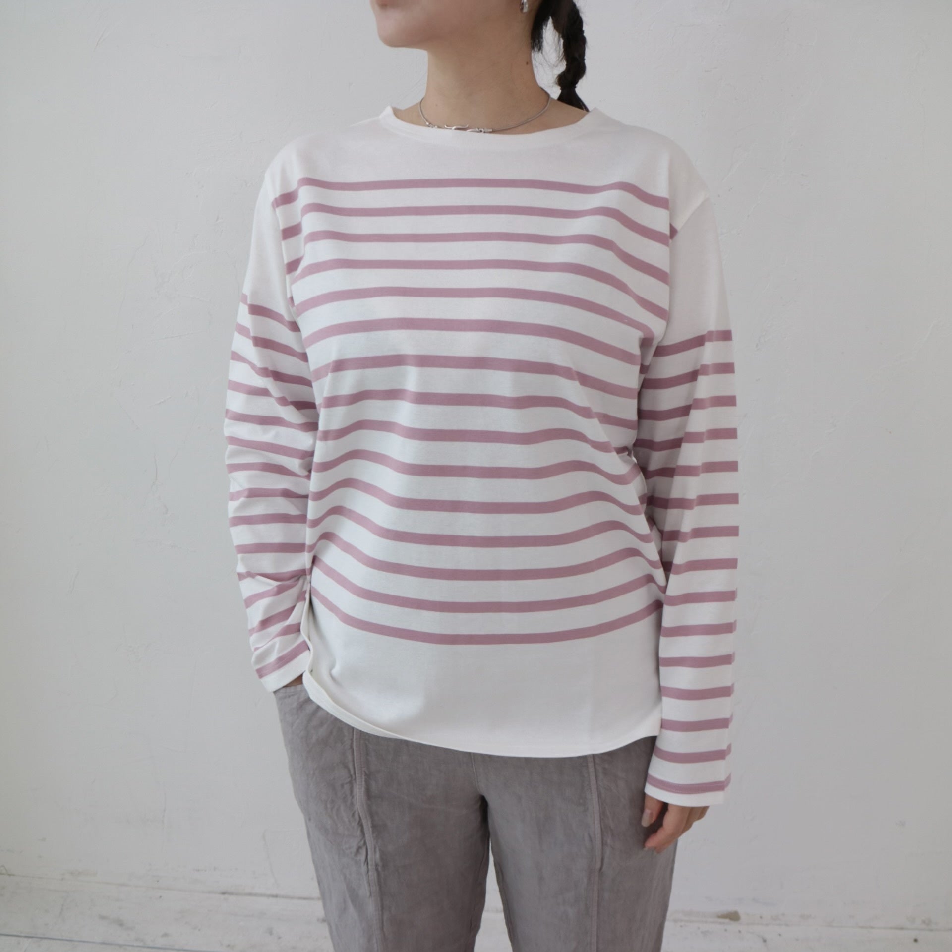 YARRA NEU　オーガニックコットンパネルボーダーカットソー　NU-5411-402