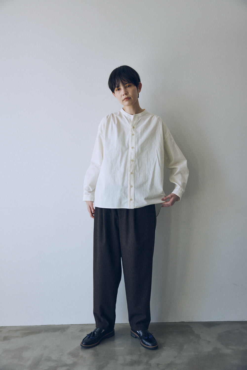 YARRA NEU　綿ウールスキッパーネックシャツ　NU-5553-422