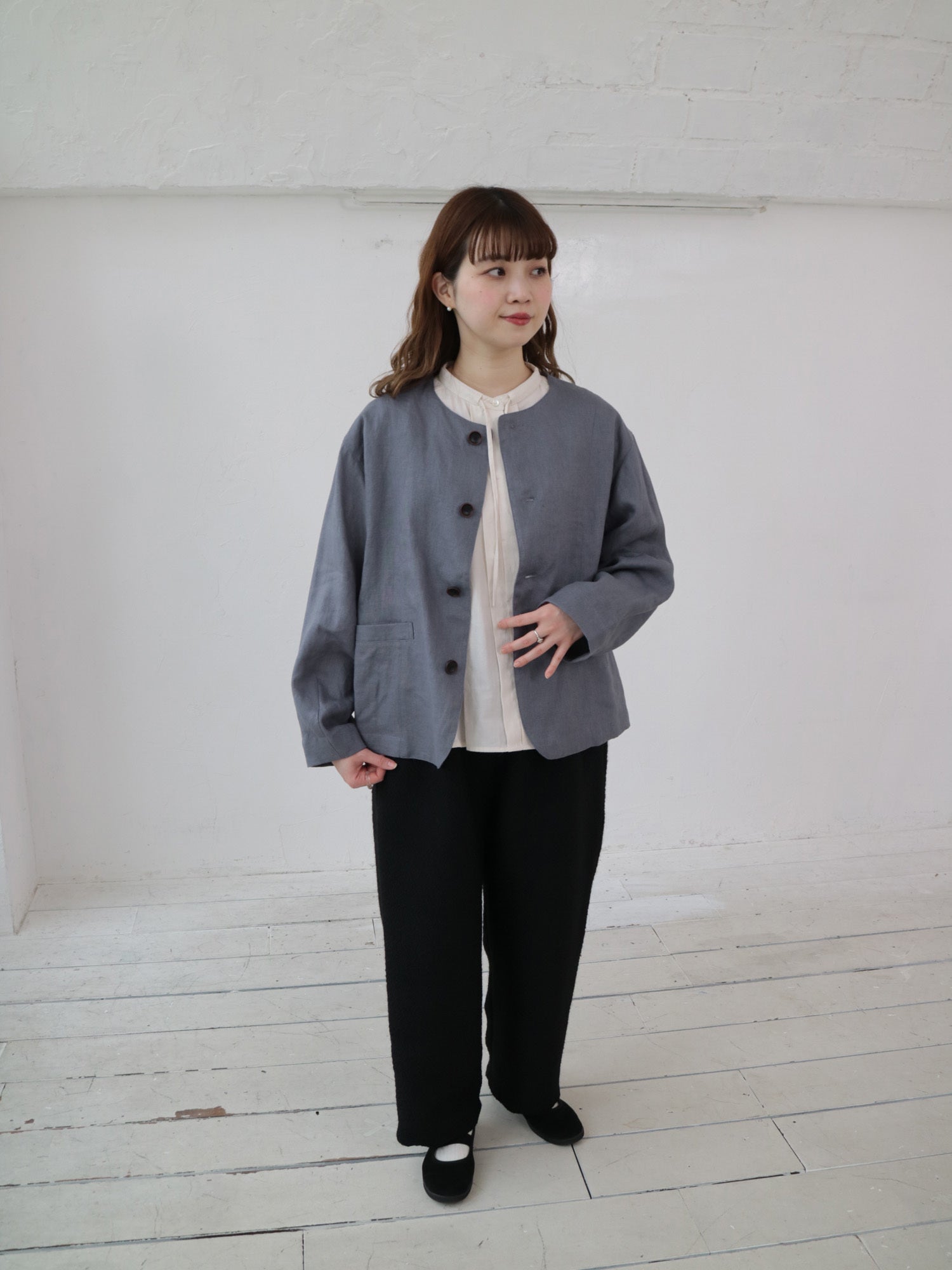 YARRA　リネン100ノーカラージャケット　YR-1547-215