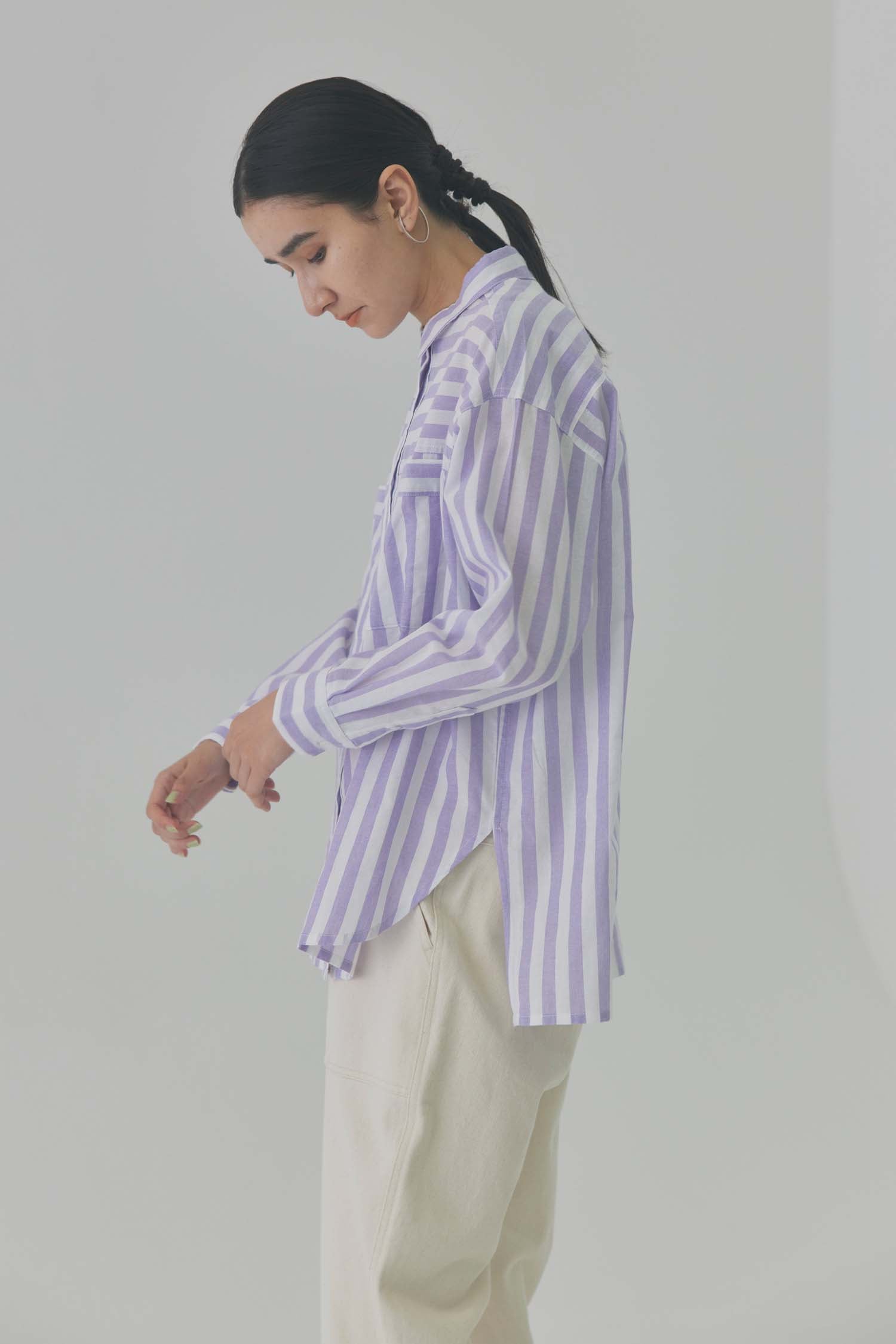 doux bleu　ストライプボックスワイドシャツ　DB-2413-007