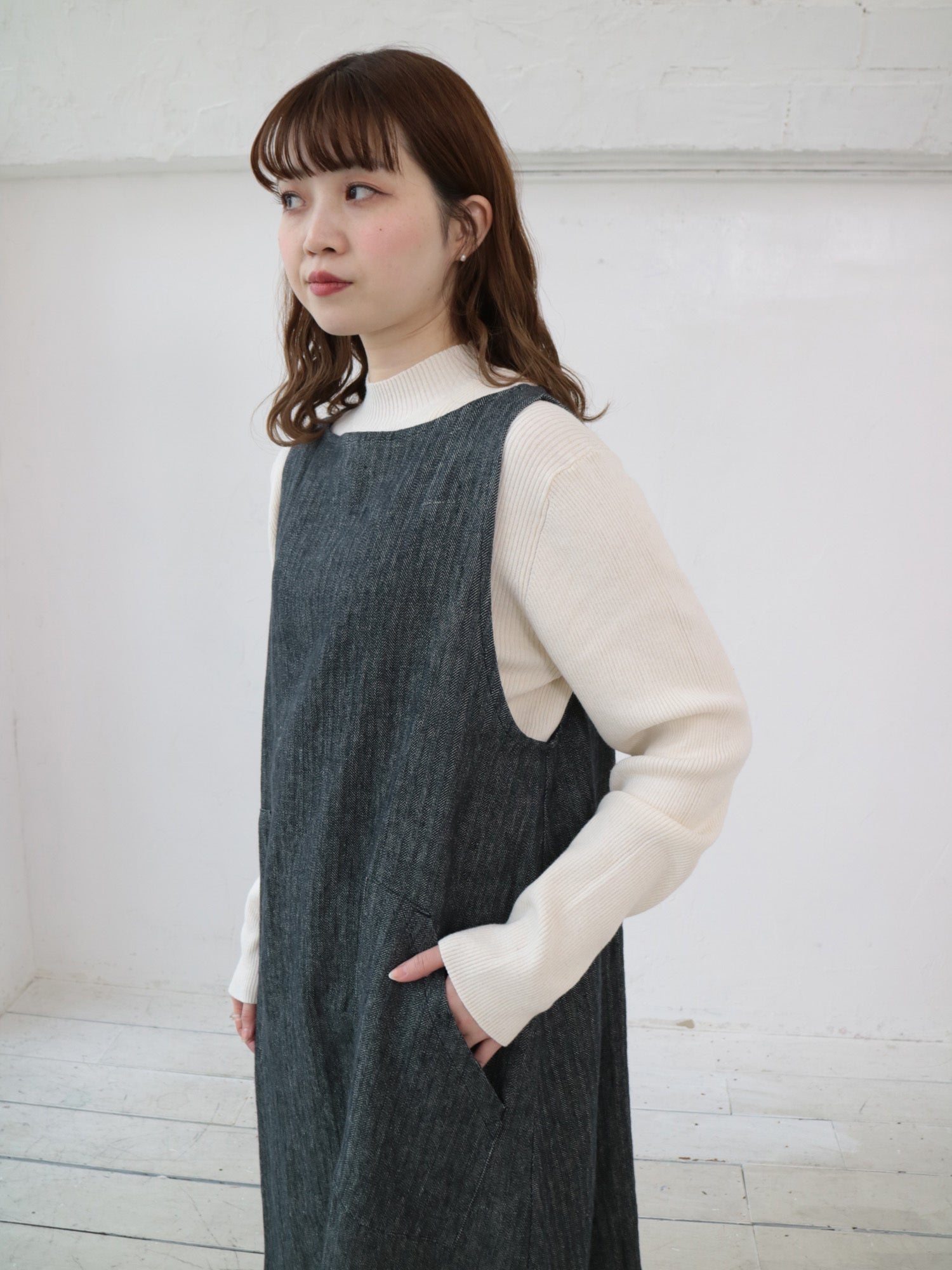 YARRA へリンボンポケットジャンパースカート YR-1544-206