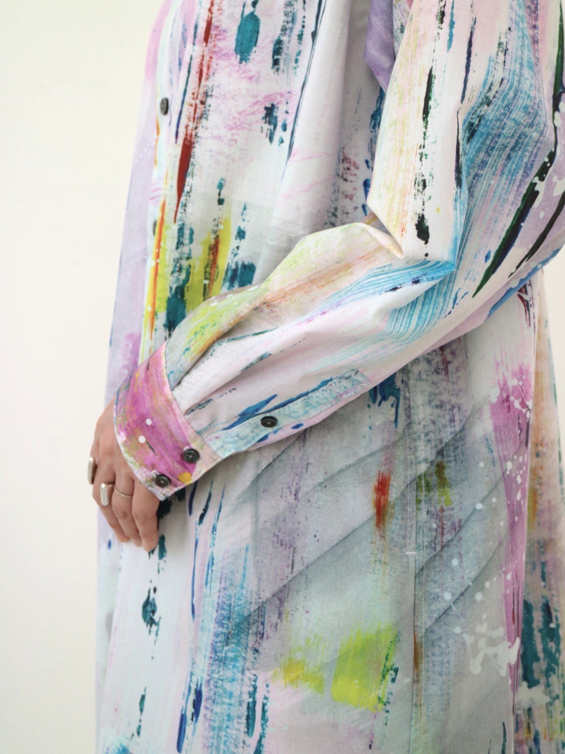 YARRA NEU　HAND PAINTINGプリントシャツワンピース　NU-5534-449