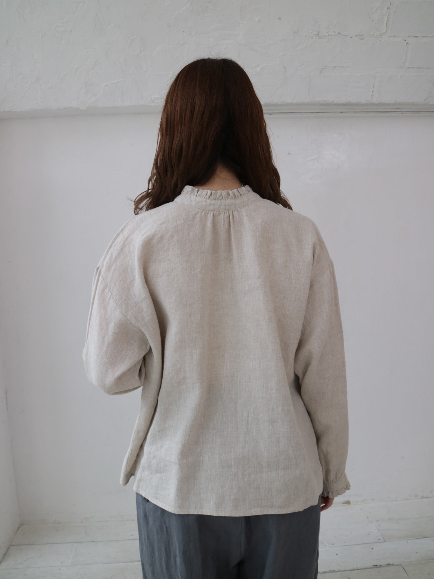 YARRA　リネン100フリルカラー2WAYブラウス　YR-1543-211