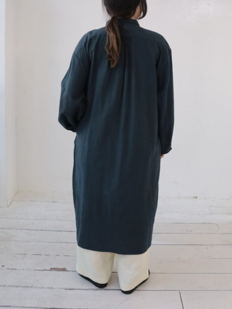 YARRA　オリジナルツイルちび衿ギャザーワンピース　YR-1554-249