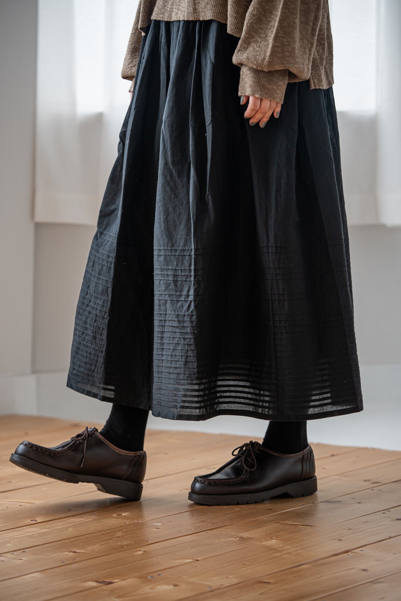 YARRA　INDIAペチ付きピンタックスカート　YR-1546-210