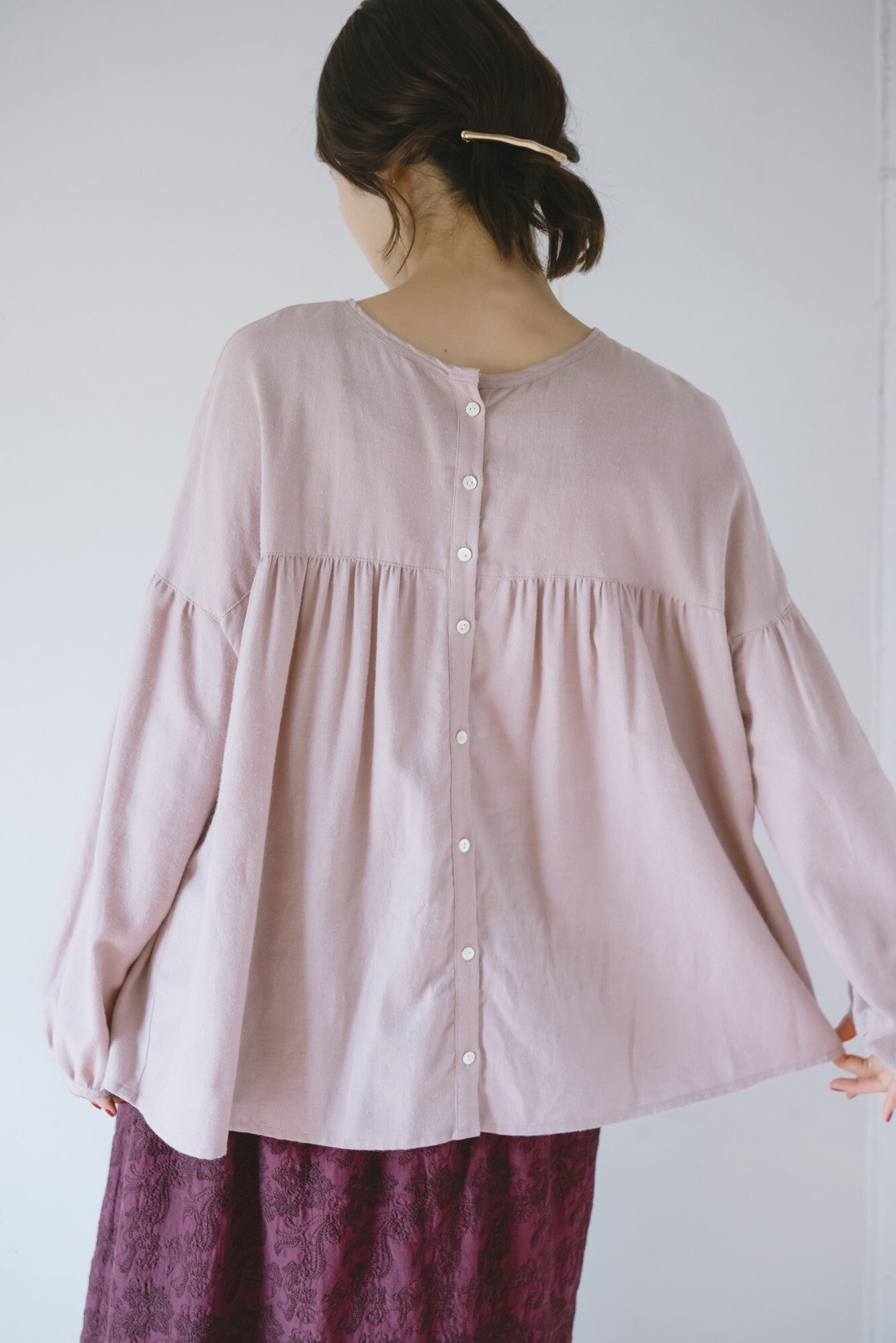 YARRA　オリジナルツイルヨークギャザーブラウス　YR-1553-248