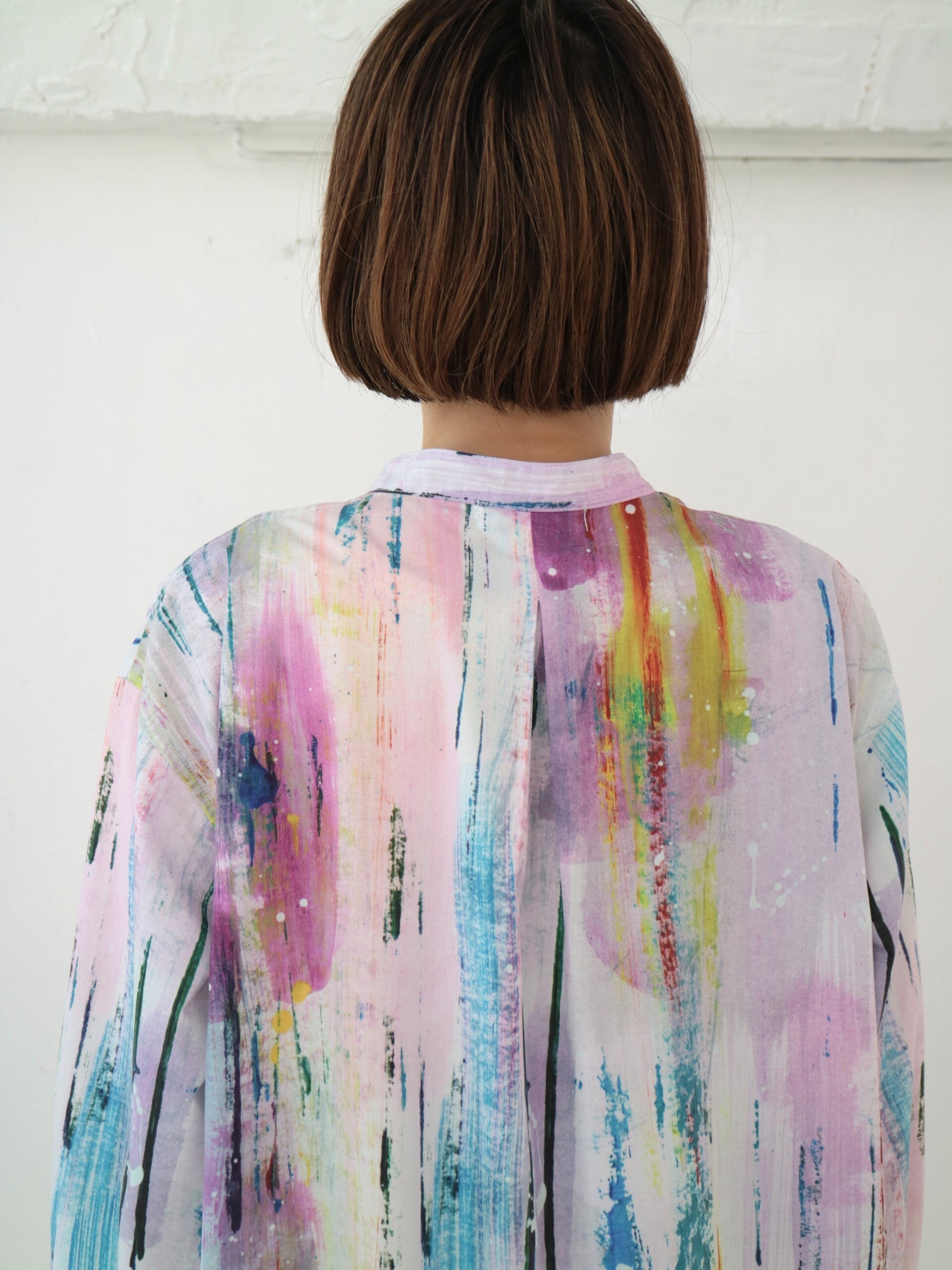 YARRA NEU　HAND PAINTINGプリントシャツワンピース　NU-5534-449