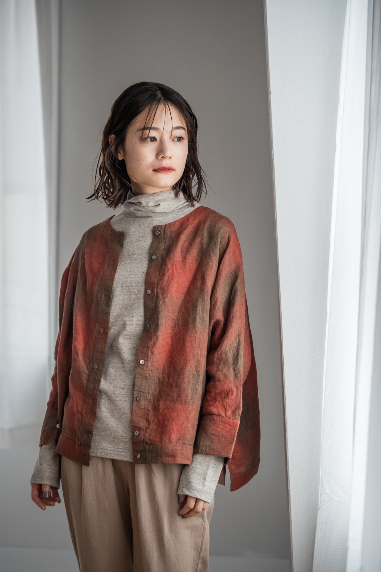 YARRA　リネン100ワイド２WAYブラウス　YR-1543-205