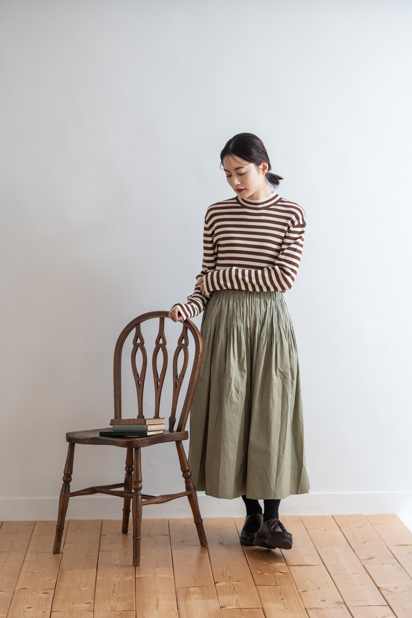 YARRA　INDIAウエストピンタックスカート　YR-1546-246