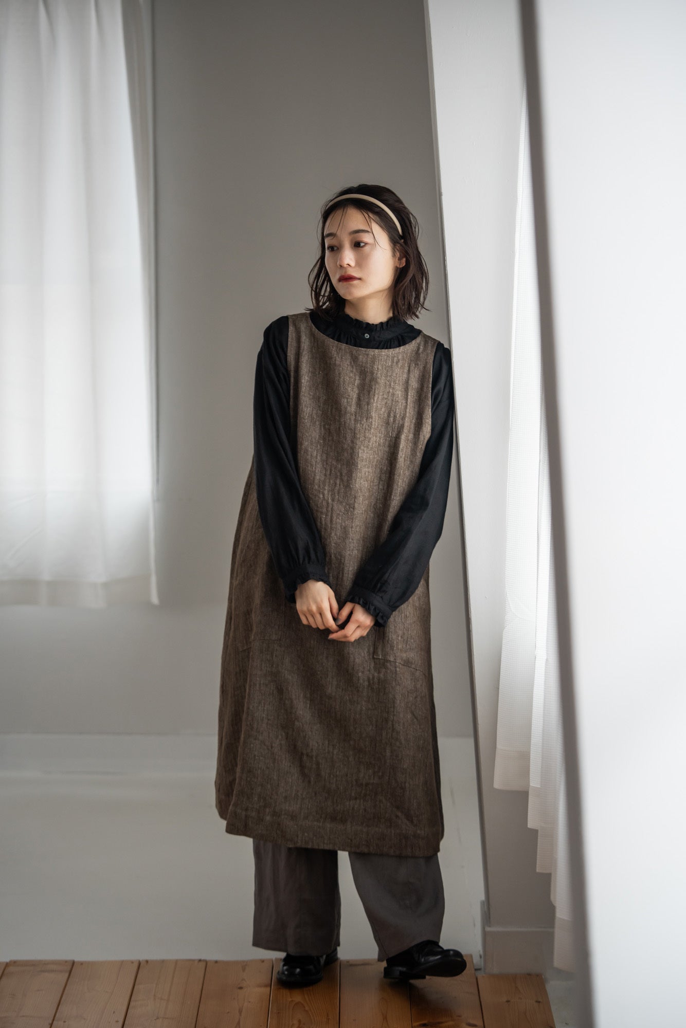 YARRA へリンボンポケットジャンパースカート YR-1544-206