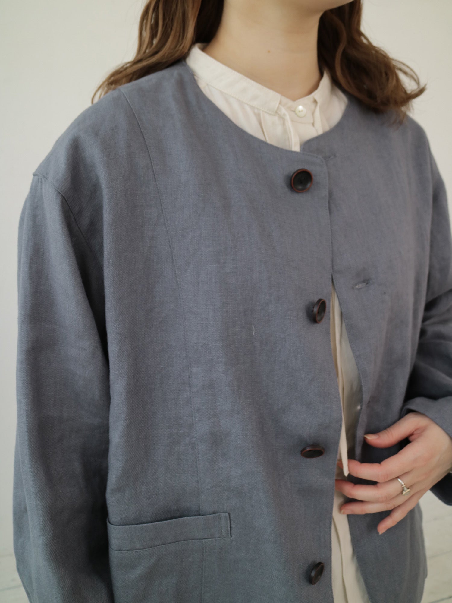YARRA　リネン100ノーカラージャケット　YR-1547-215