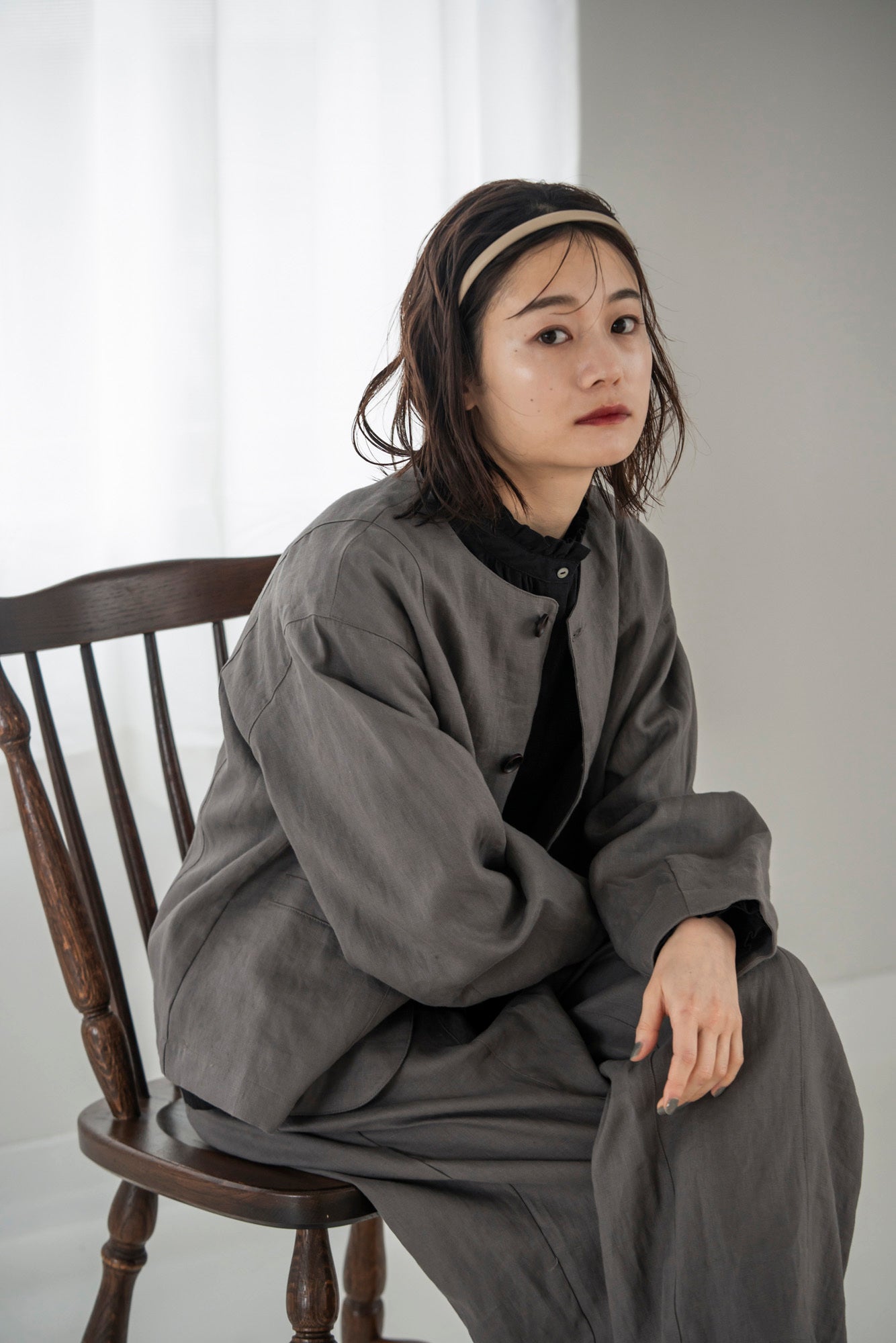 YARRA　リネン100ノーカラージャケット　YR-1547-215