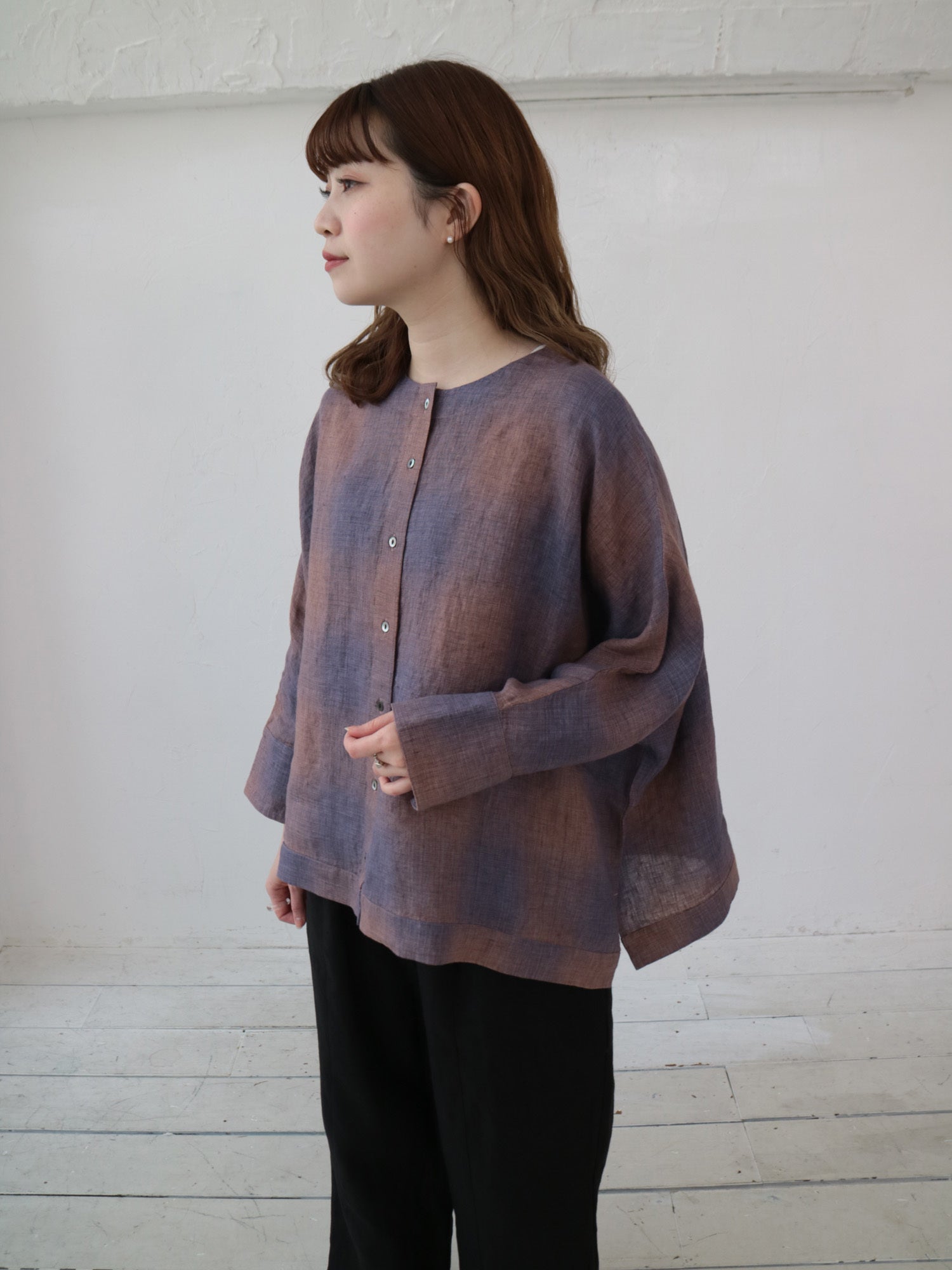 YARRA　リネン100ワイド２WAYブラウス　YR-1543-205