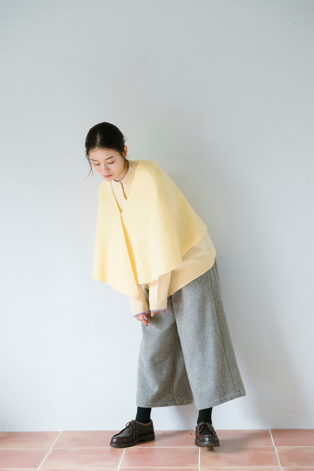 YARRA　ラムウール配色ニットカーディガン　YR-1552-273