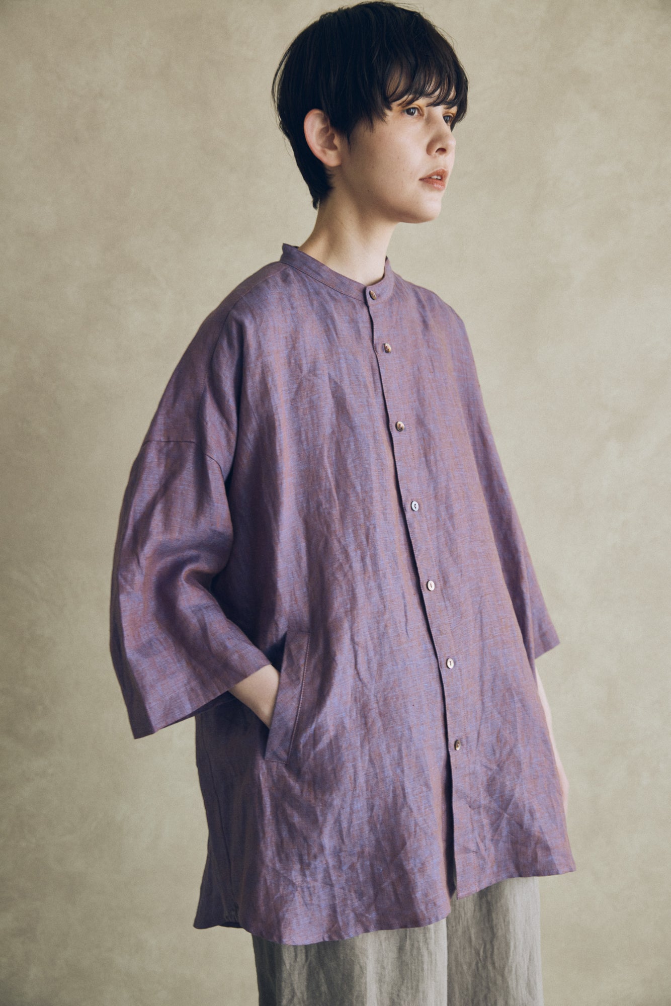 YARRA NEU BIGMIXリネンチュニックシャツ NU-5533-448