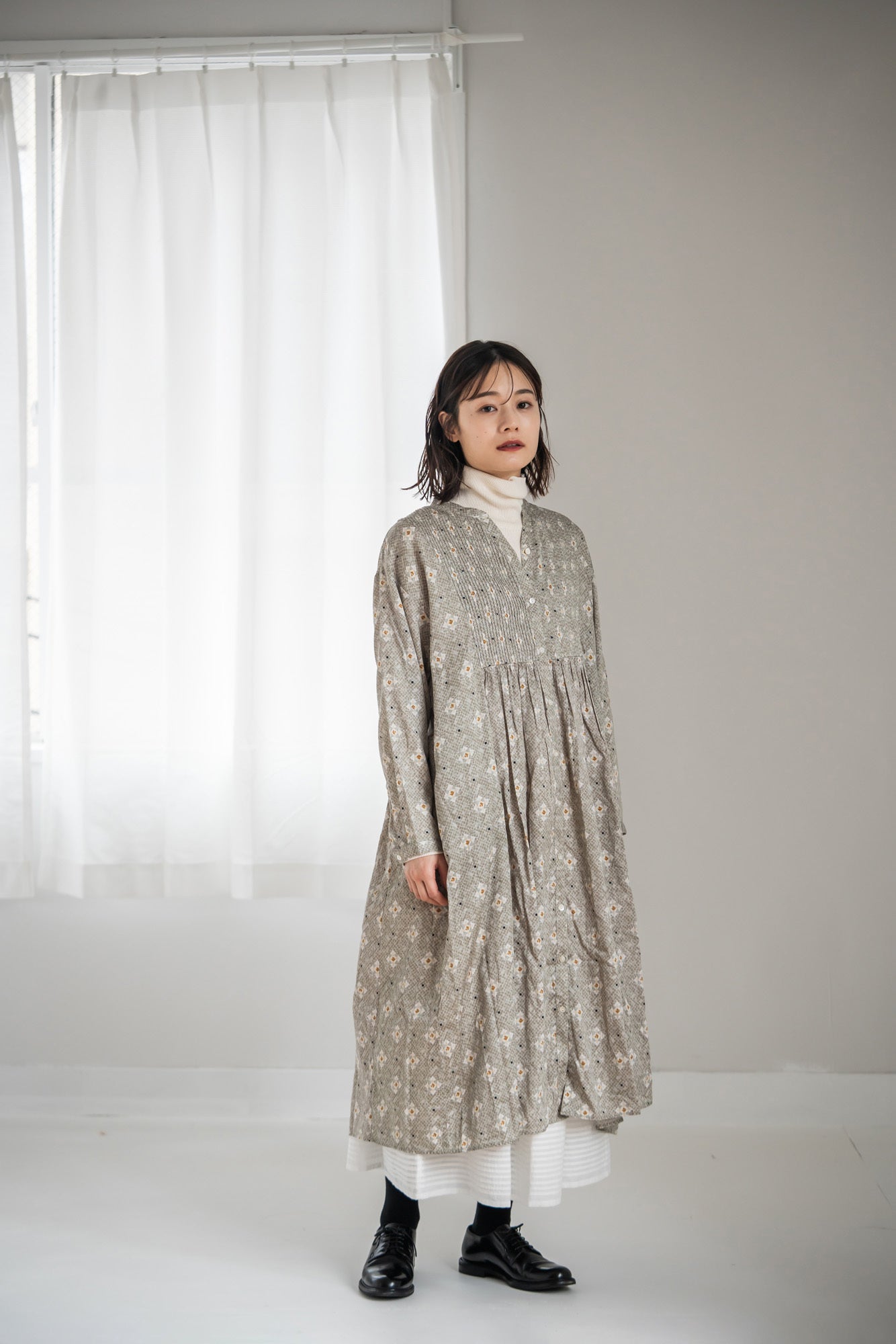 YARRA　INDIAプリントピンタックワンピース　YR-1544-212