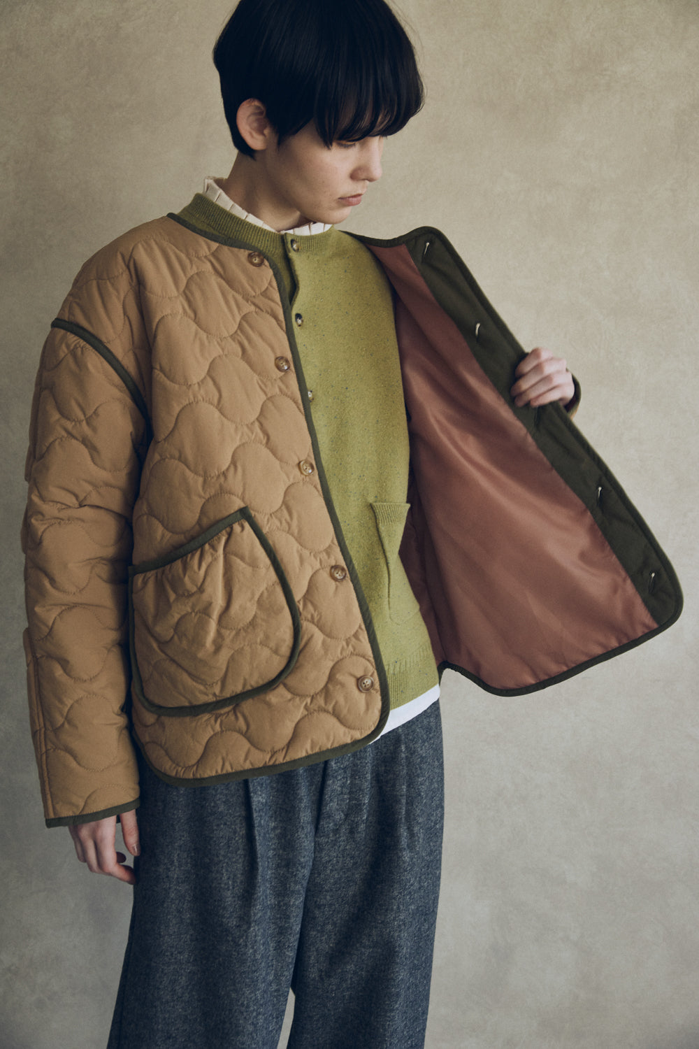 YARRA NEU　sorona中綿配色キルティングジャンパー　NU-5557-427