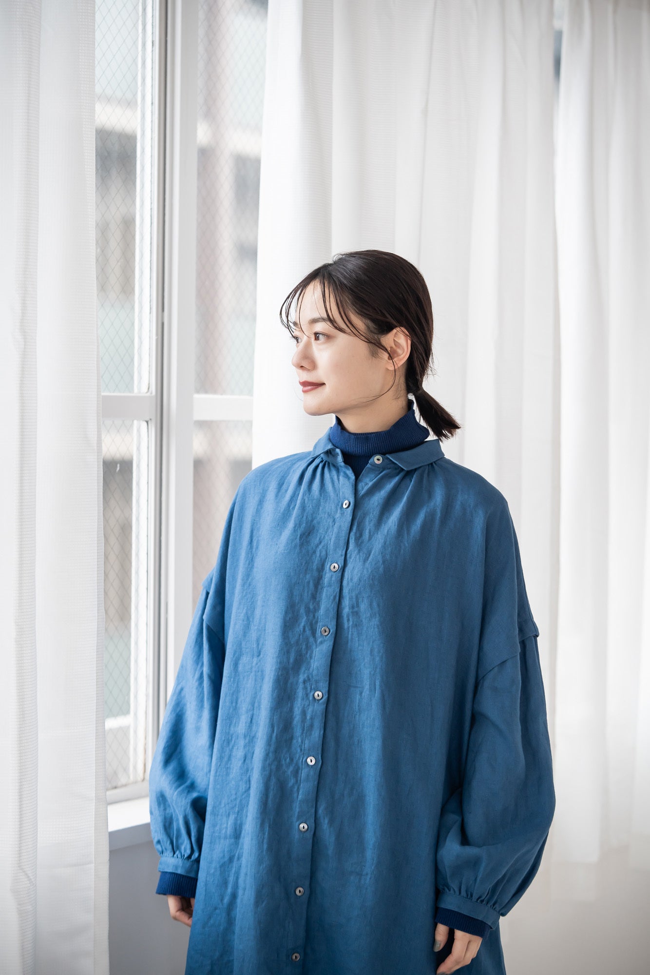 YARRA　リネン100ギャザーワンピース　YR-1544-240