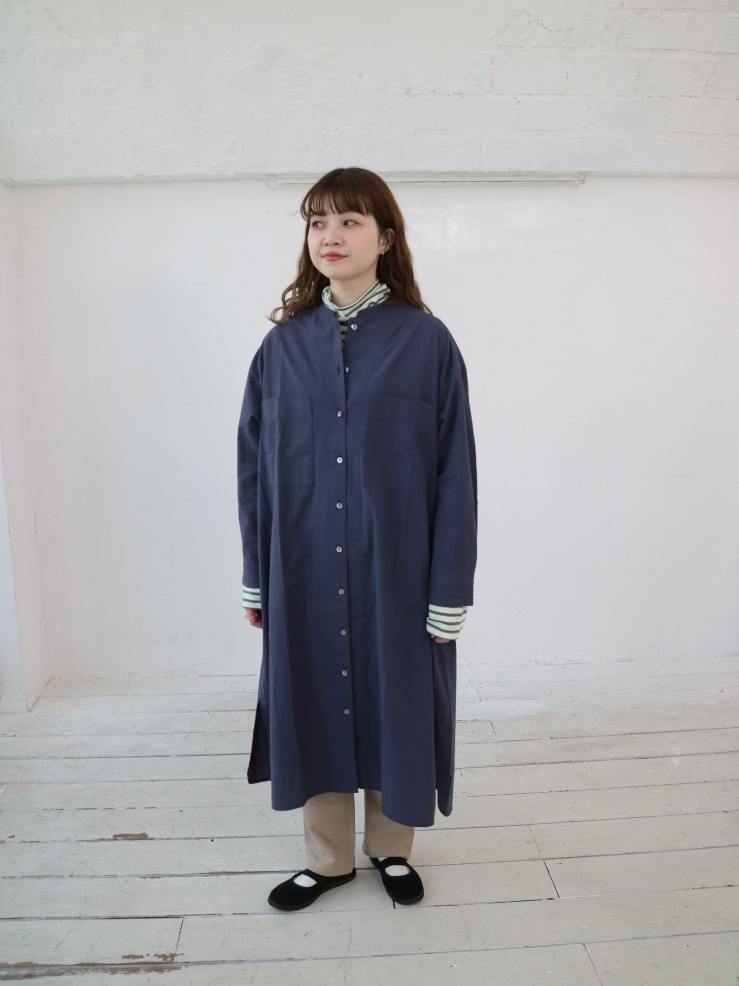 YARRA INDIAスタンドステッチ衿ワンピース YR-1544-233