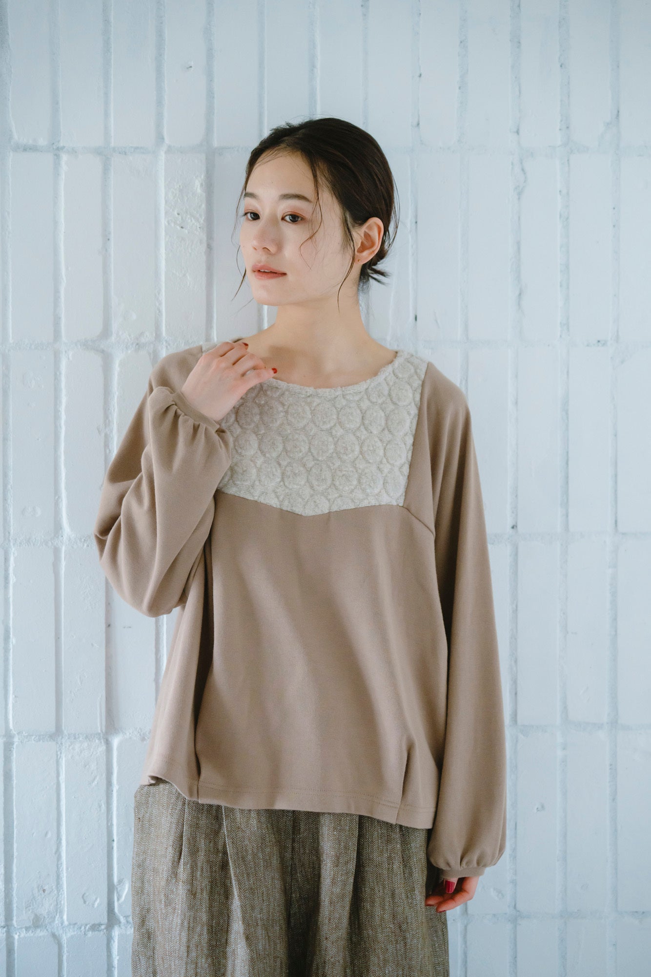 YARRA　パイルジャガード×コットンスムースプルオーバー　YR-1551-263