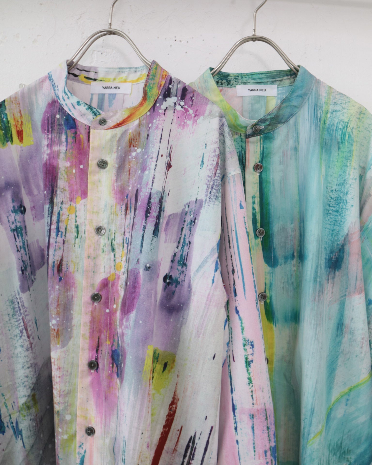 YARRA NEU　HAND PAINTINGプリントシャツワンピース　NU-5534-449