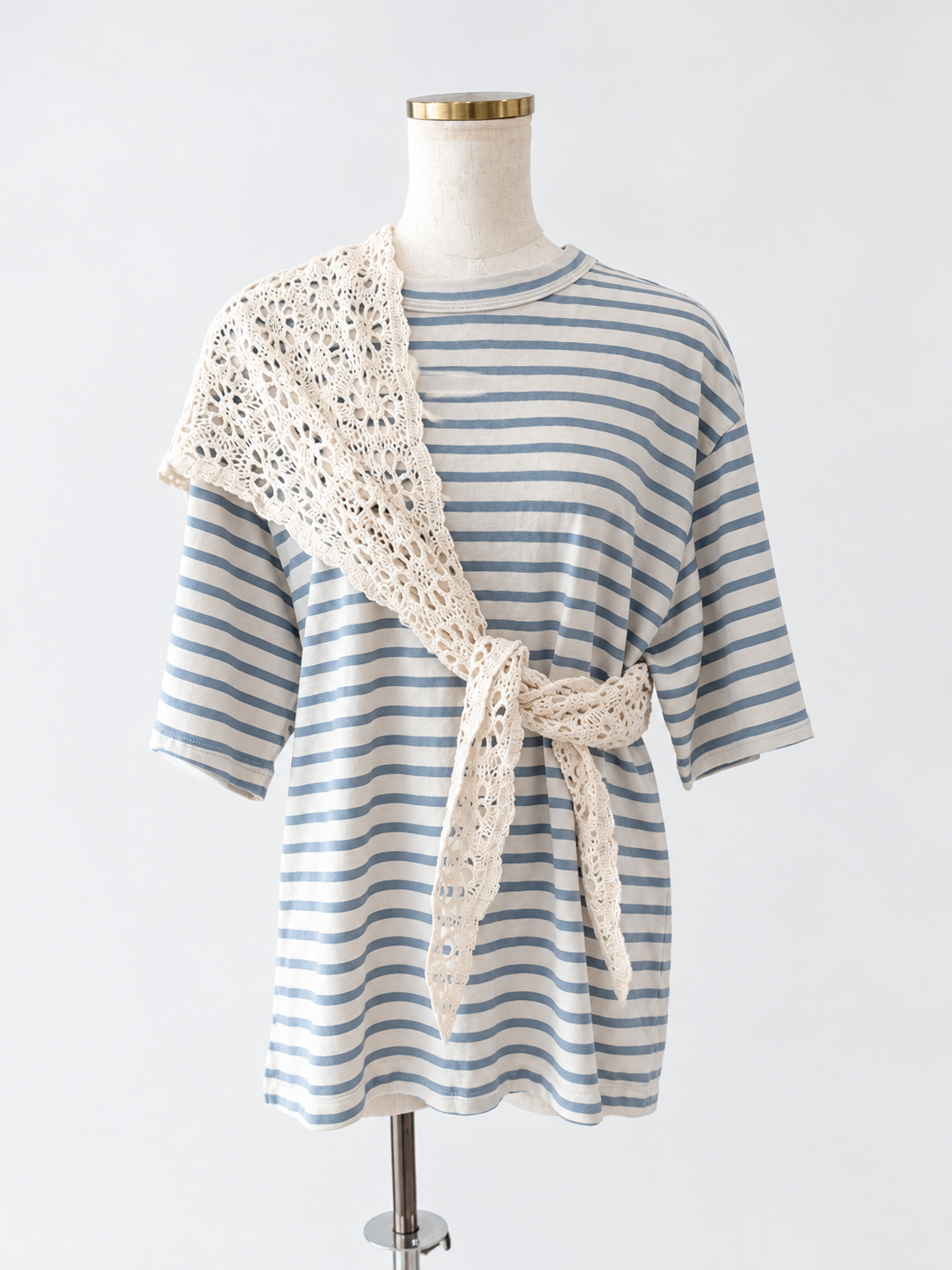 クロシェ編みコットン三角ショール　1669-317　