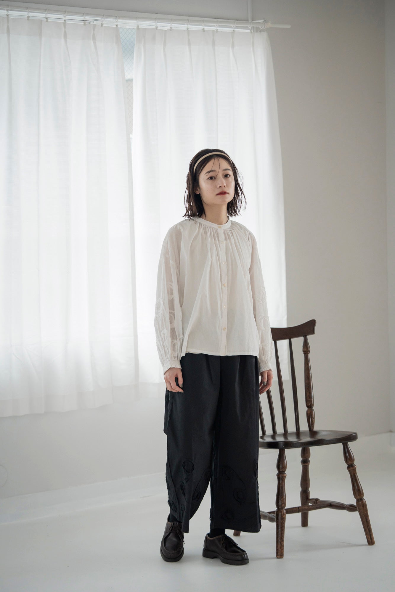 YARRA　INDIAドットテープ刺繍ブラウス　YR-1543-207