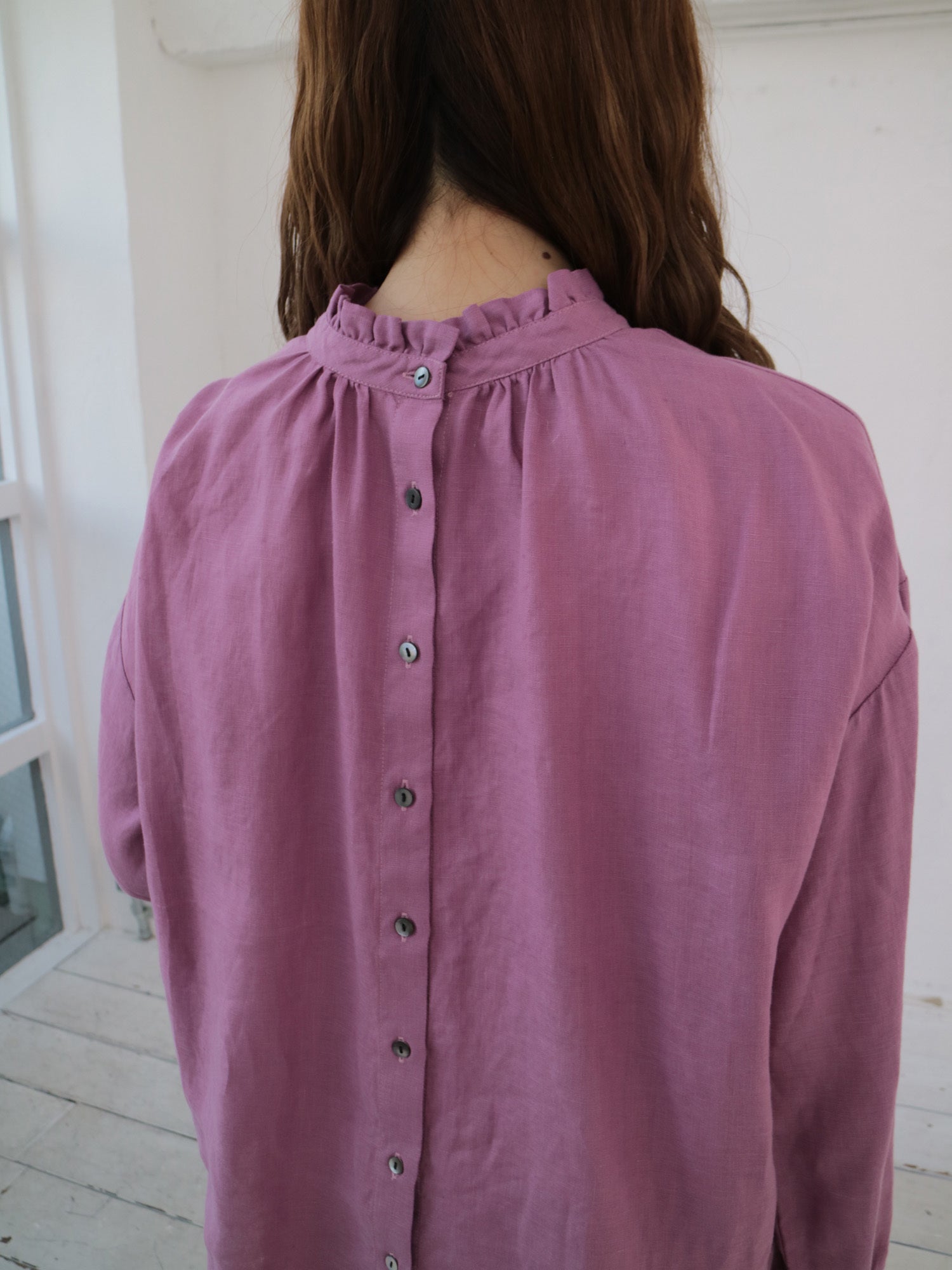 YARRA リネン100フリルカラー2WAYブラウス YR-1543-211