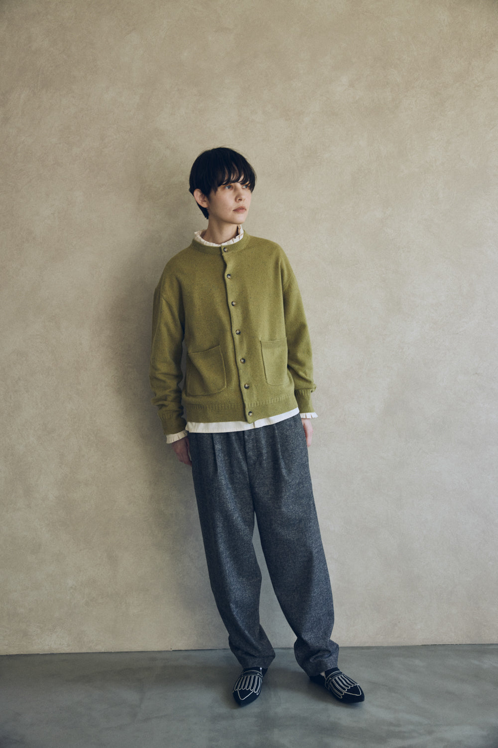 YARRA NEU　カラーネップメリノニットカーディガン　NU-5552-420