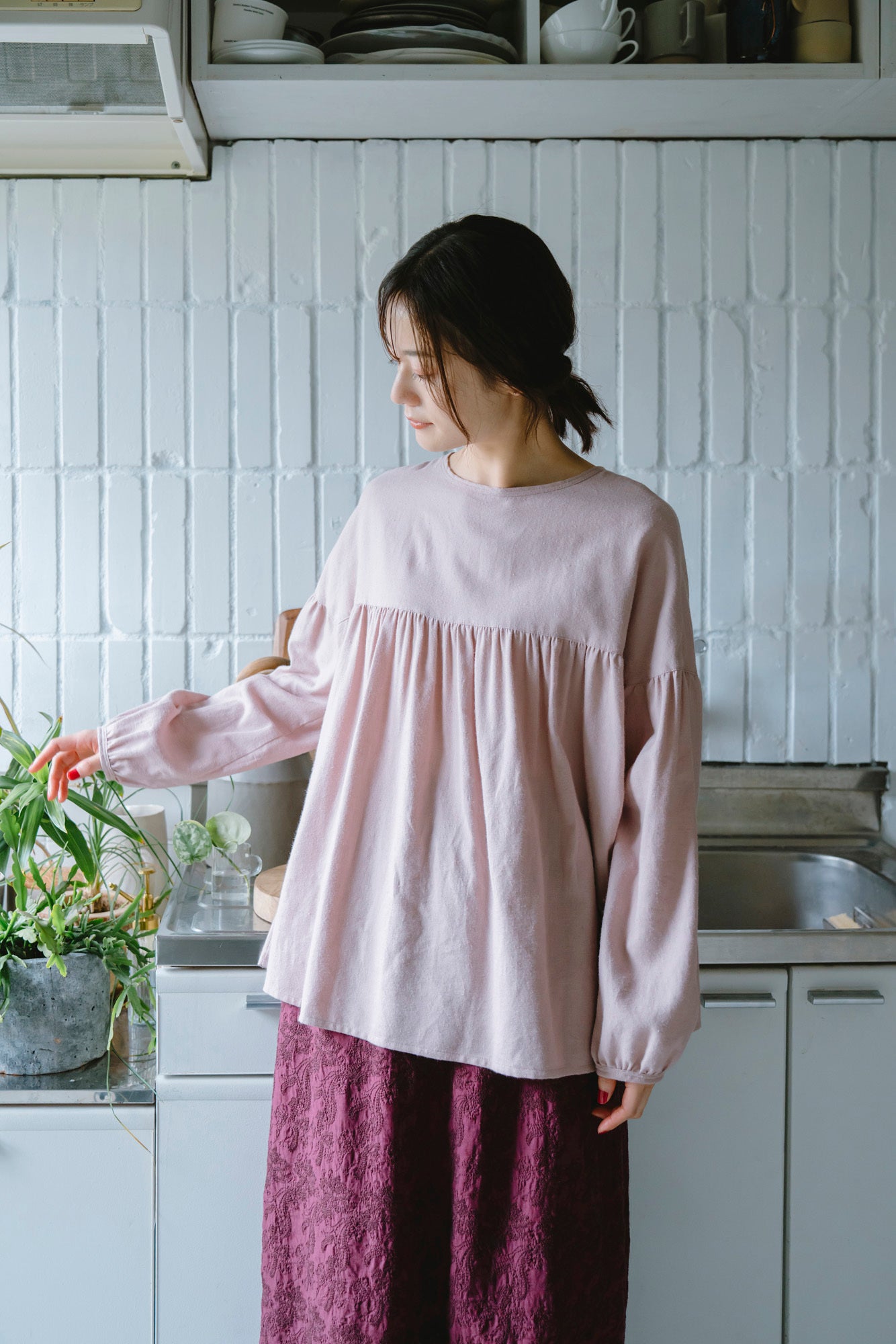 YARRA　オリジナルツイルヨークギャザーブラウス　YR-1553-248