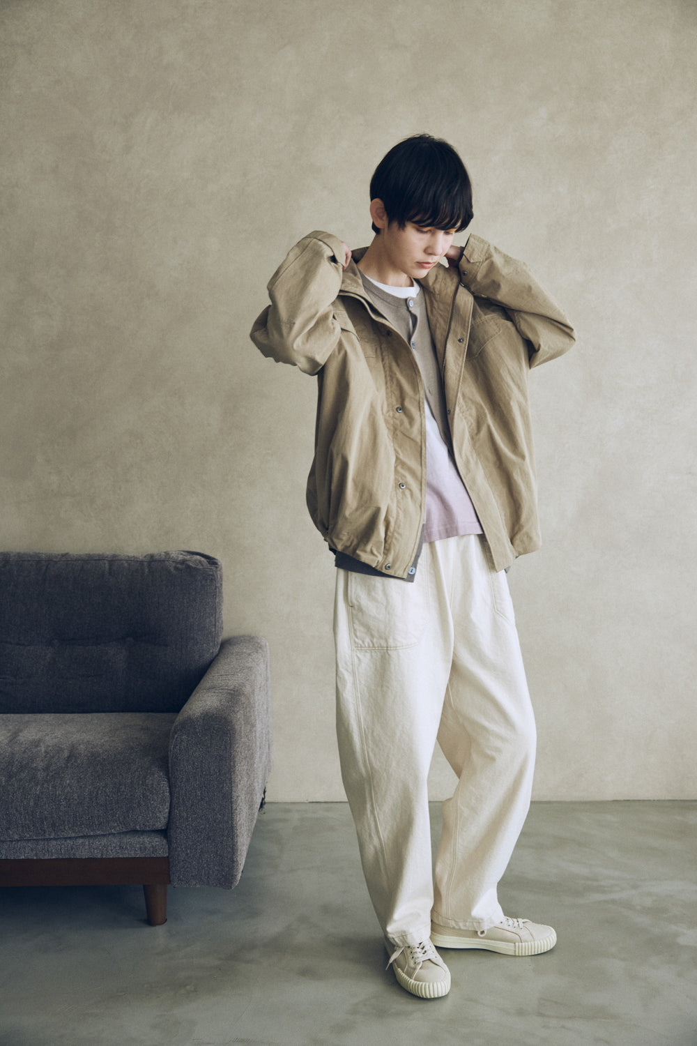 YARRA NEU C/NYフード付ミドルブルゾン NU-5547-413