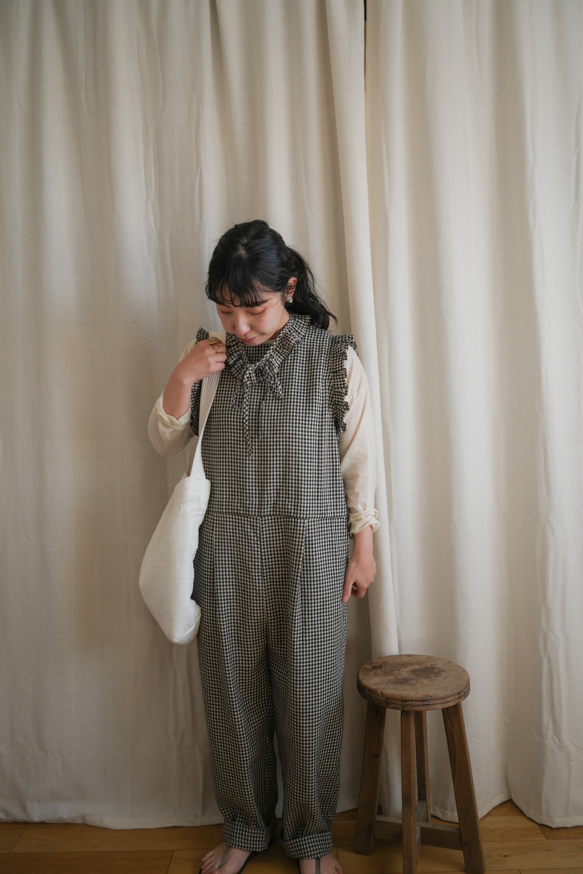 amixYARRA ストール付きフリルサロペット YR-1624-313