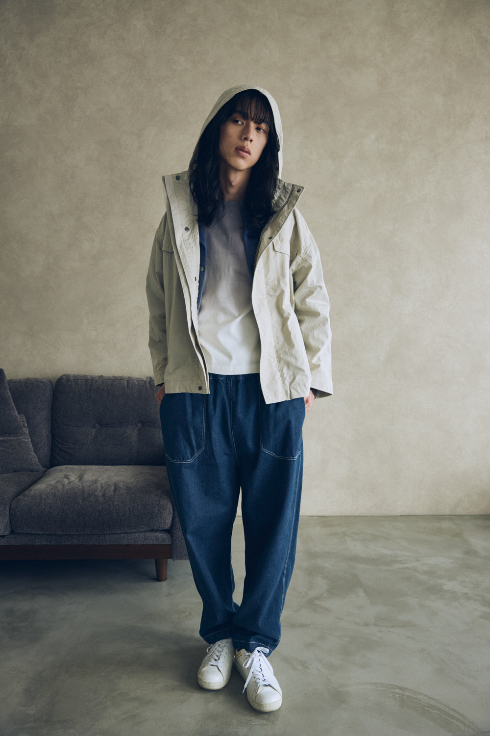 YARRA NEU　C/NYフード付ミドルブルゾン　NU-5547-413