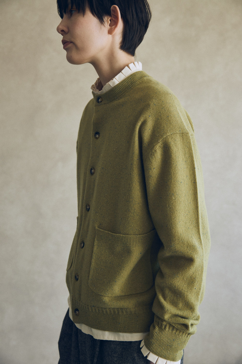 YARRA NEU　カラーネップメリノニットカーディガン　NU-5552-420